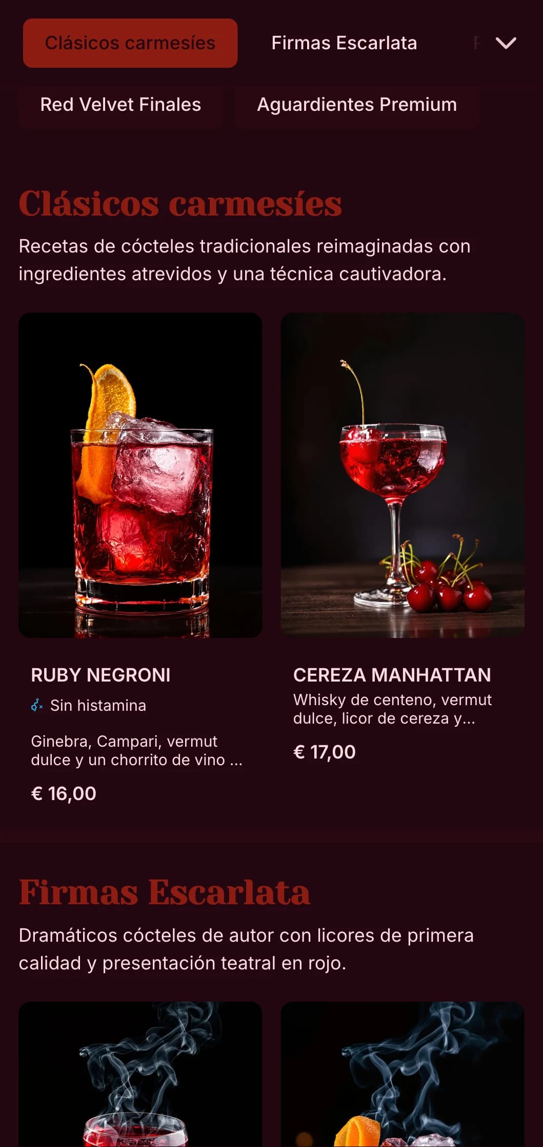 Un diseño atrevido y espectacular para salones de cócteles de lujo, con ricos tonos escarlata y elementos teatrales.