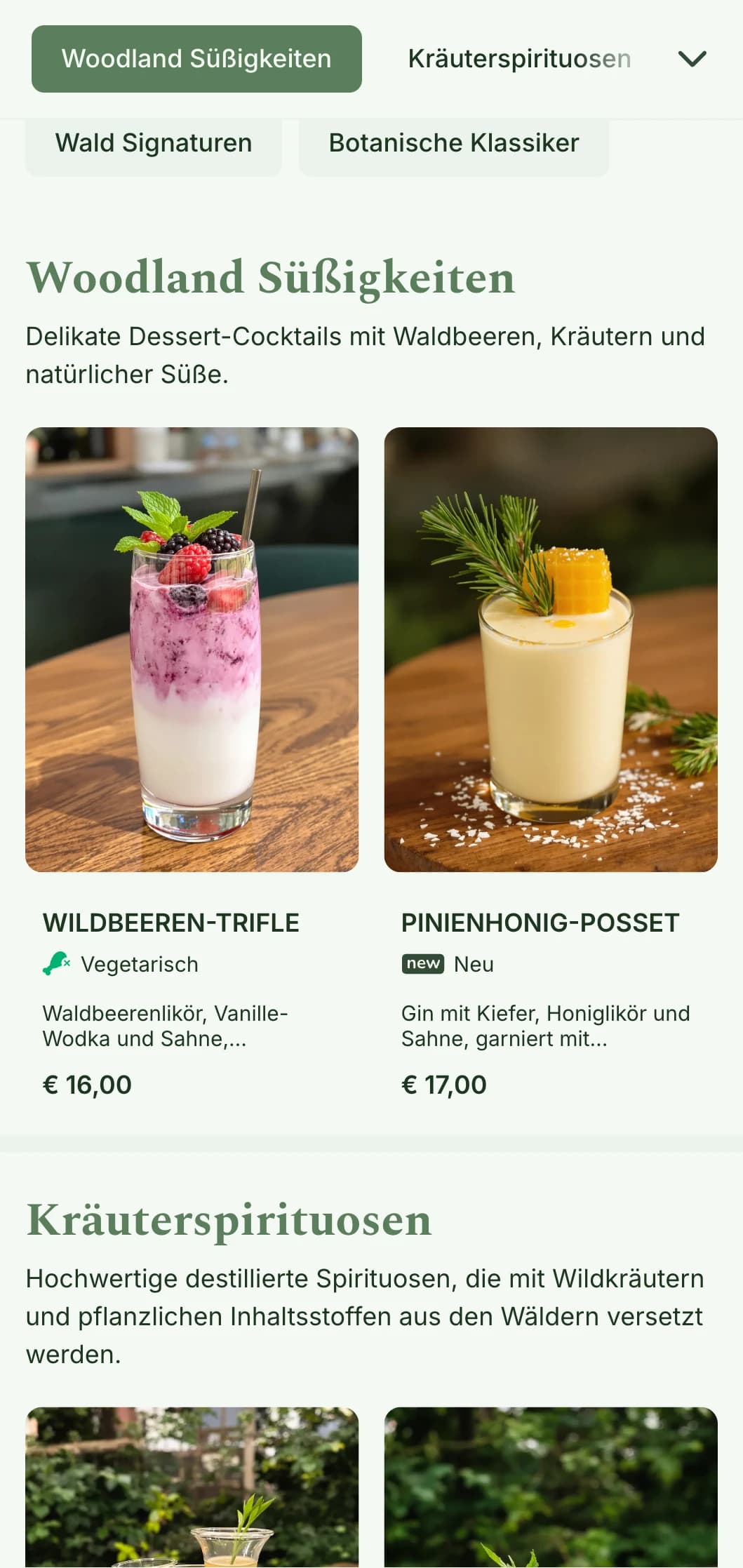 Ein vom Wald inspiriertes Design für Bars, die sich auf Zutaten aus dem Wald und mit Kräutern angereicherte Cocktails spezialisieren.