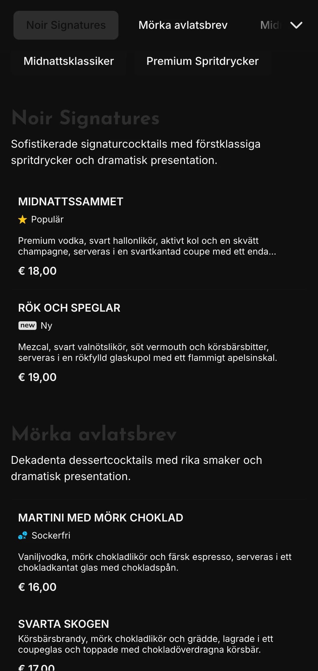 En elegant, mörk design för moderna cocktail-lounger och nattklubbar med kontrasterande element och djärv typografi.