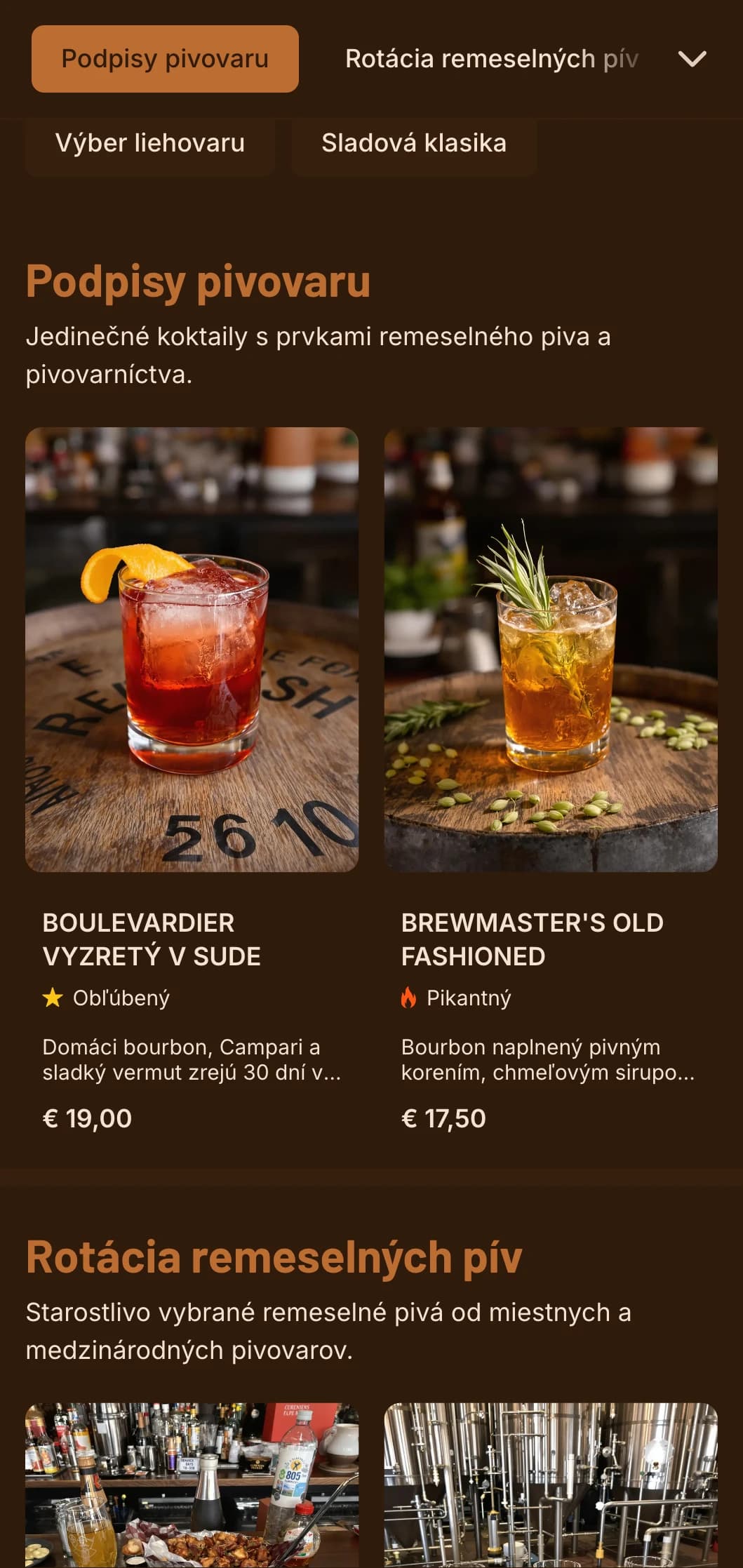 Teplý oranžový dizajn s pivovarníckymi prvkami pre remeselné pivárne a koktailové podniky.