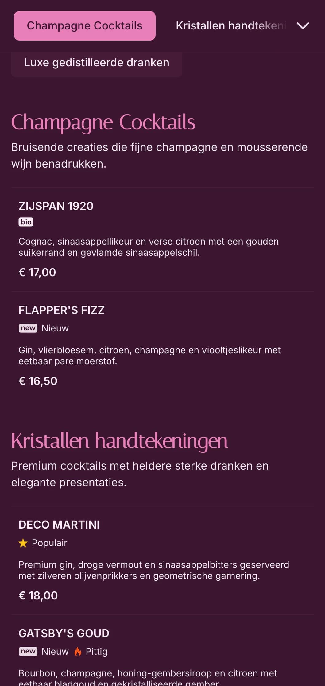 Verfijnd roze en op kristal geïnspireerd ontwerp voor chique cocktailbestemmingen.
