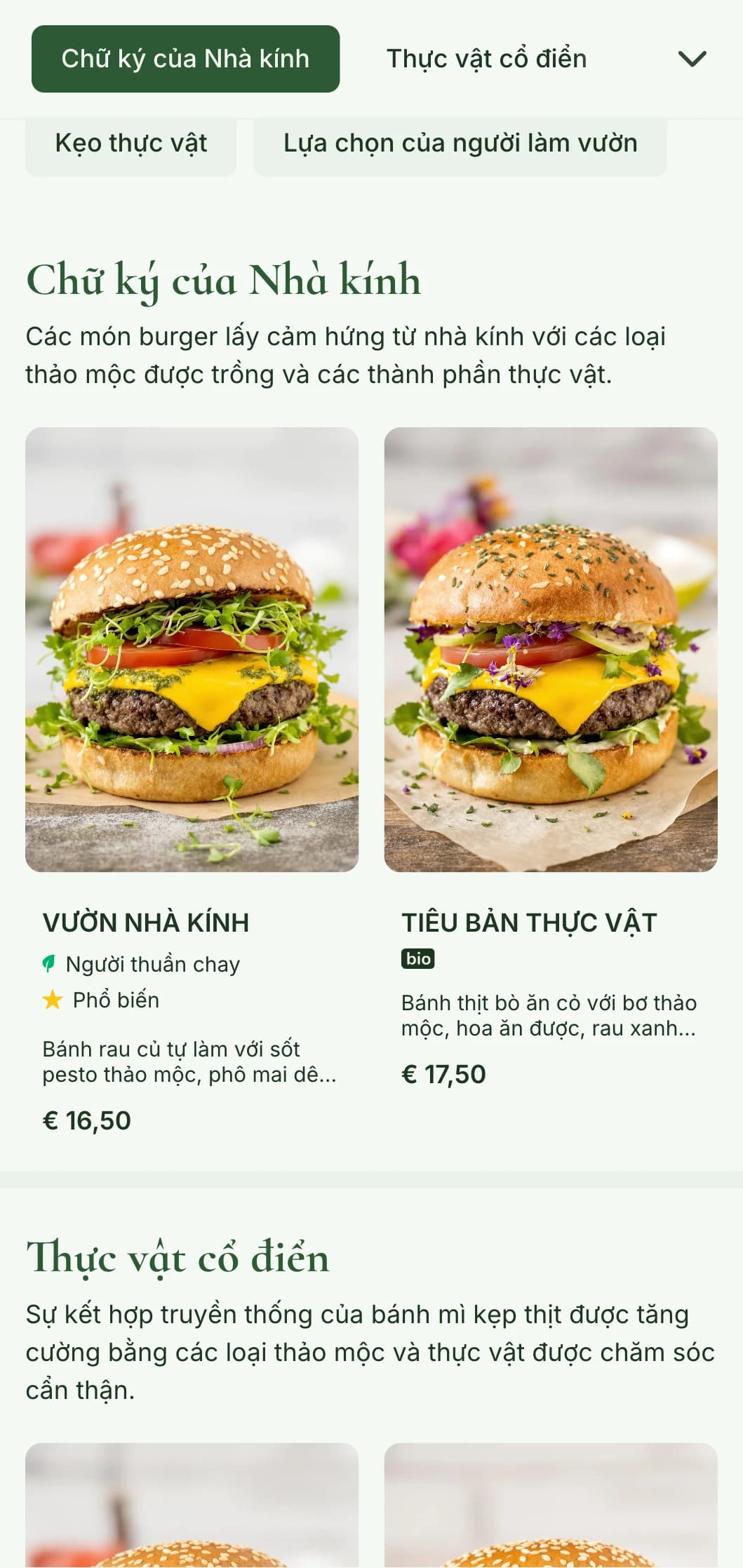 Vườn rau tập trung vào thực vật với các thành phần nhà kính và hình minh họa thực vật.