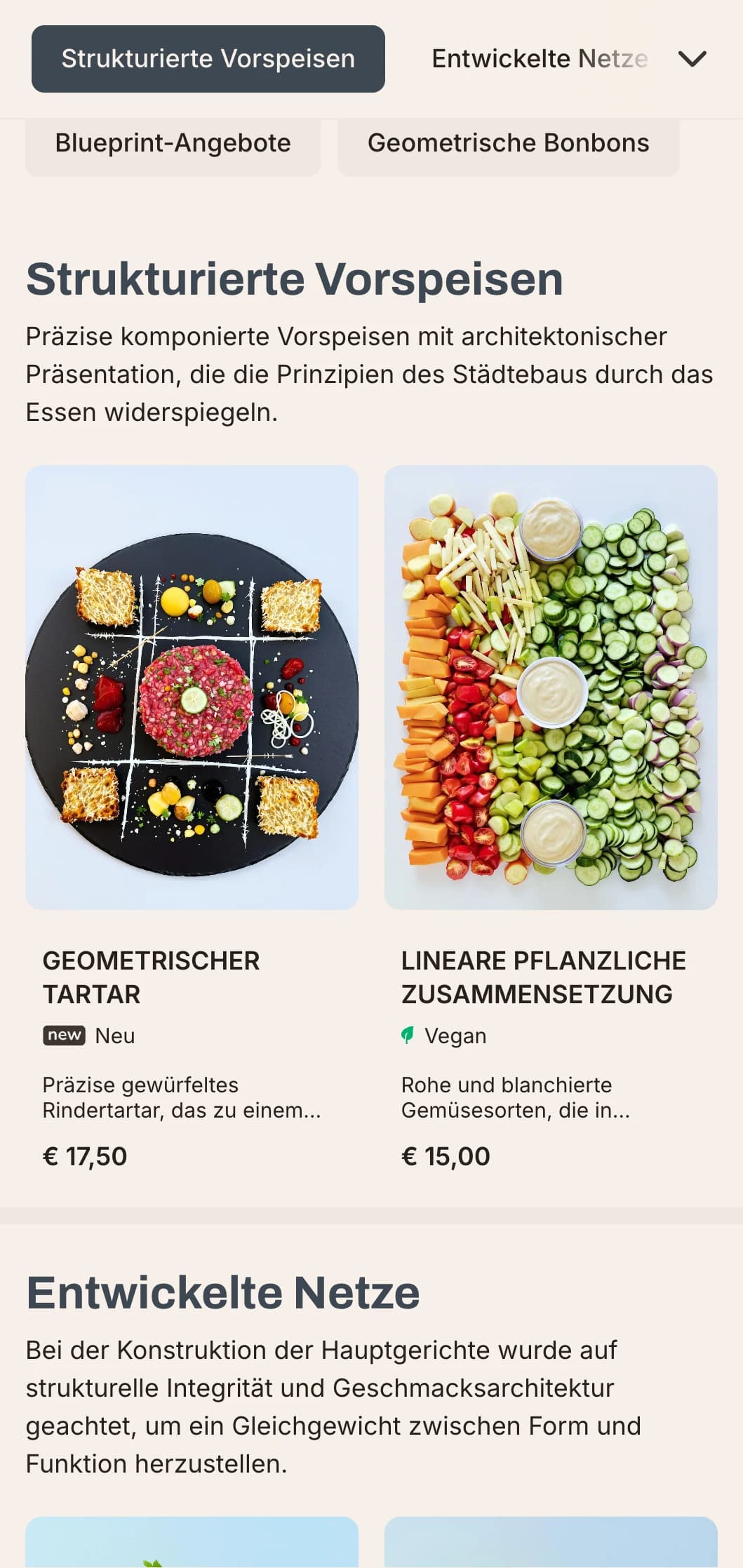 Kühnes, architektonisches Design der Mittagskarte mit starken Linien und urbanen Elementen, ideal für zeitgenössische Restaurants in Geschäftsvierteln und modernen Siedlungen.