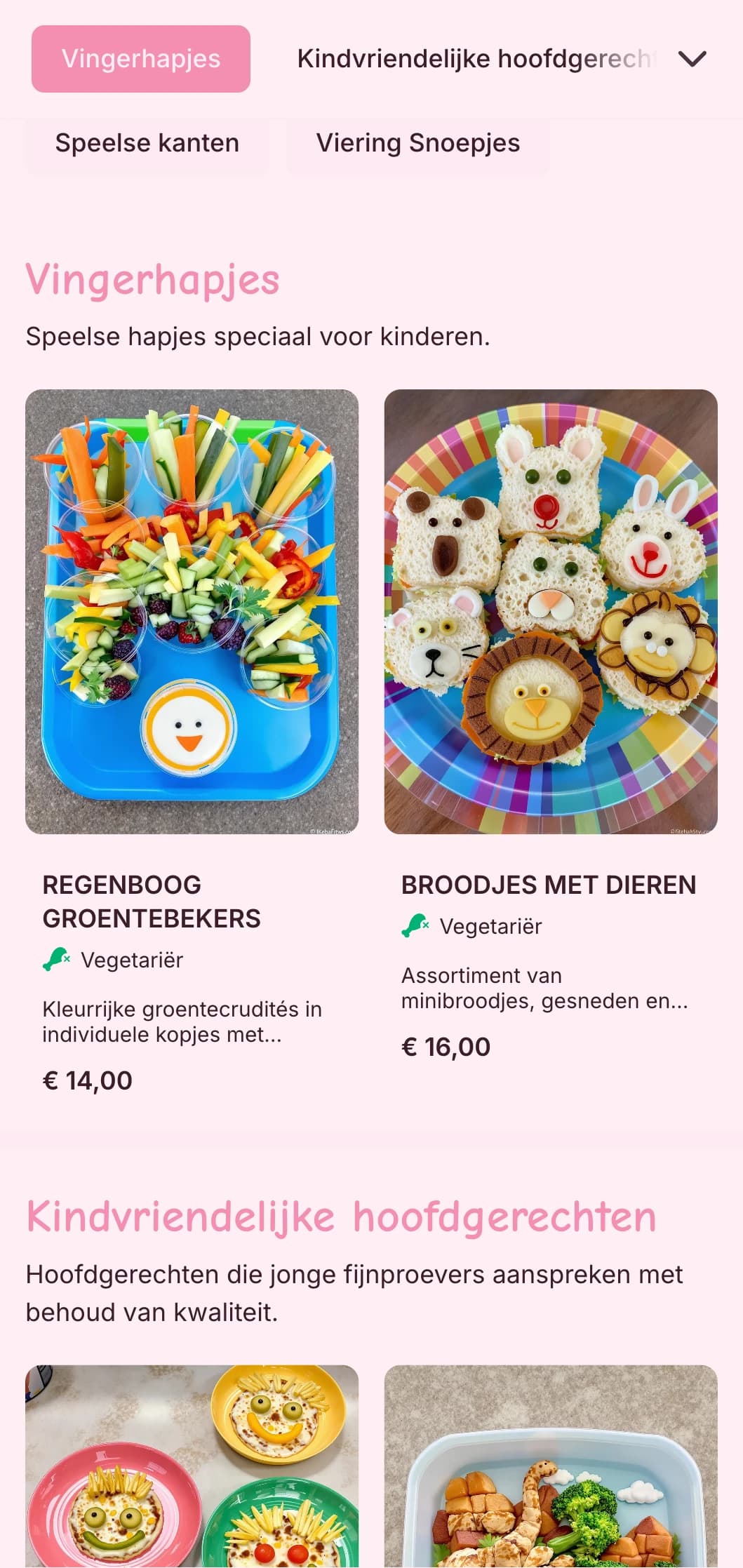 Leuke, kleurrijke catering speciaal ontworpen voor kinderevenementen met speelse presentatie, kindvriendelijke opties en interactieve eetstations.