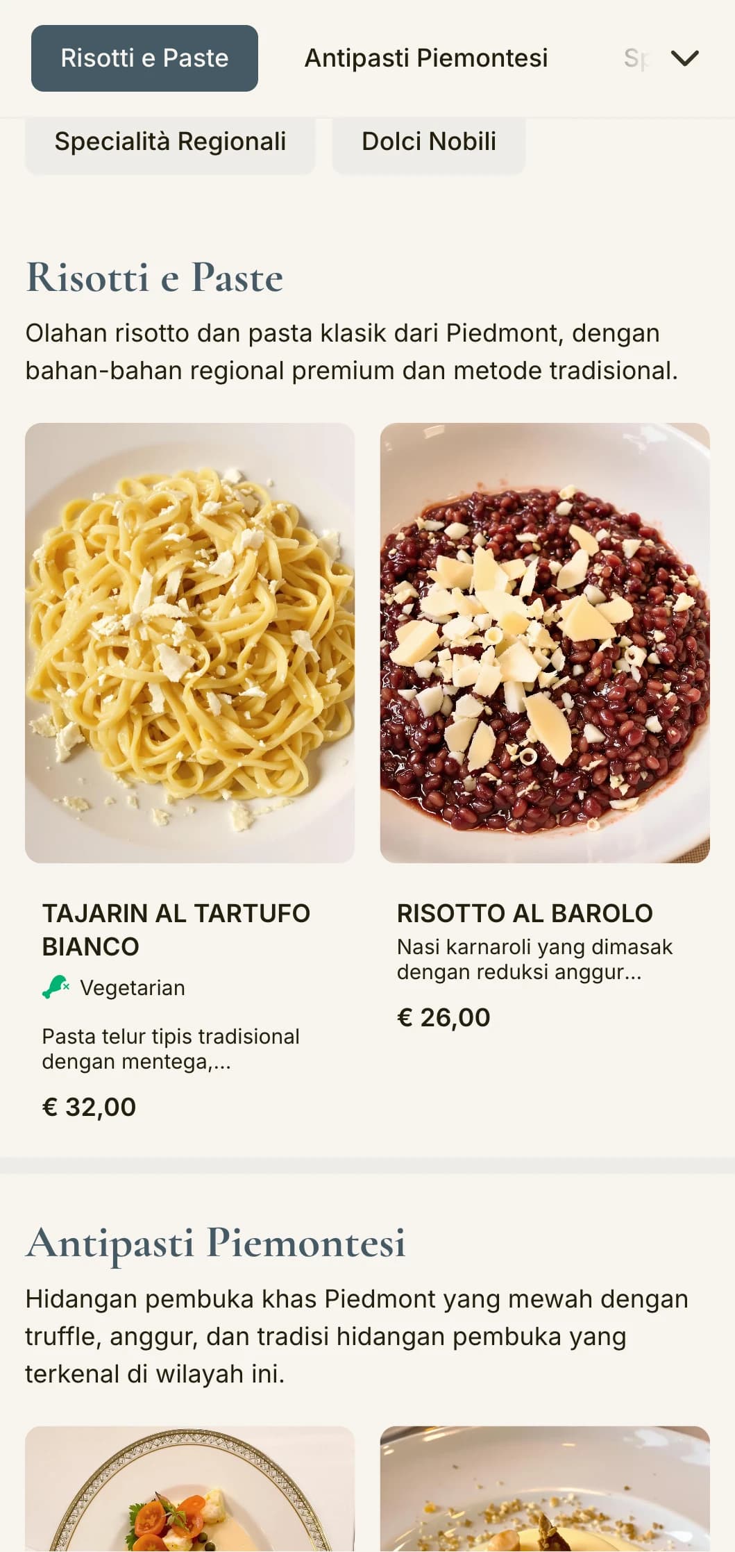 Desain canggih dengan motif truffle dan anggur yang merayakan tradisi kuliner Piedmont yang terkenal.