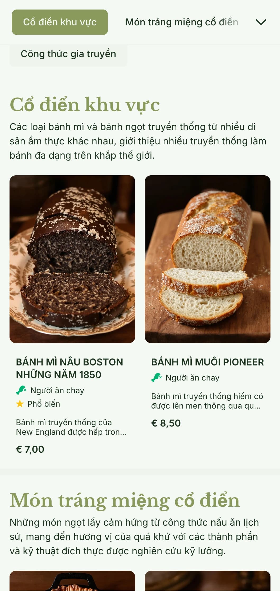 Thiết kế thực đơn bánh mì truyền thống lấy cảm hứng từ di sản với tông màu xanh ô liu và kiểu chữ cổ điển, hoàn hảo cho các tiệm bánh tập trung vào công thức nấu ăn truyền thống.