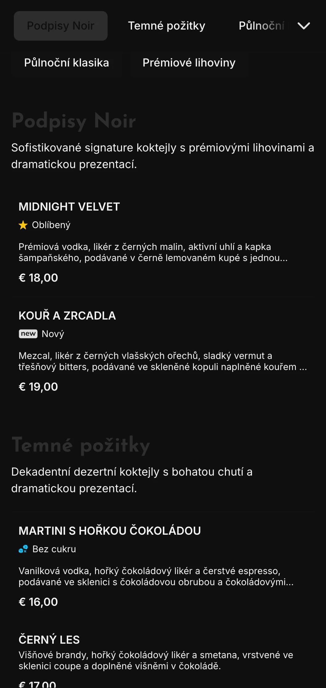 Elegantní tmavý design pro moderní koktejlové salony a noční kluby s kontrastními prvky a výraznou typografií.