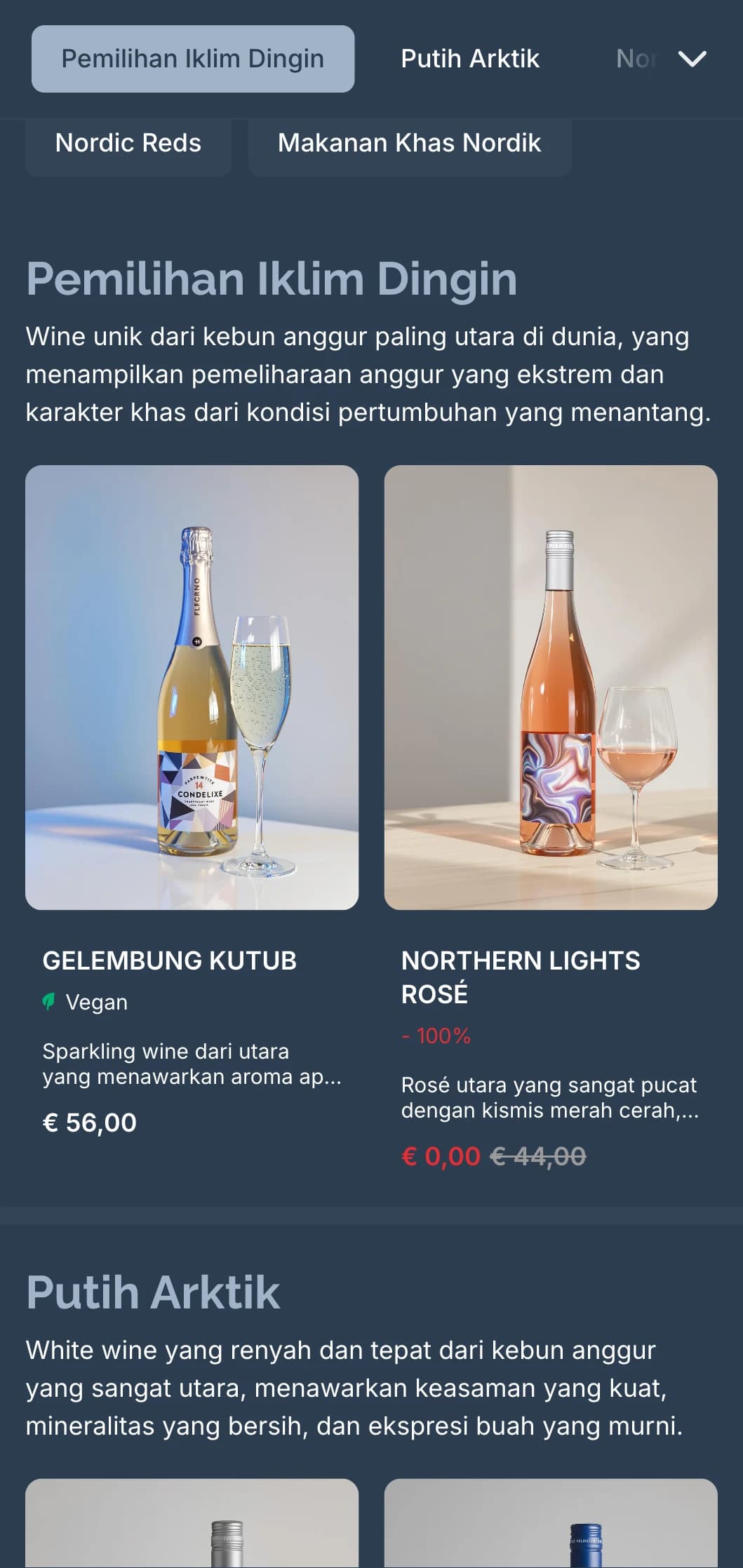 Templat daftar anggur yang terinspirasi dari Skandinavia dengan warna biru yang sejuk dan desain minimalis, ideal untuk restoran Nordik kontemporer dan bar anggur internasional.