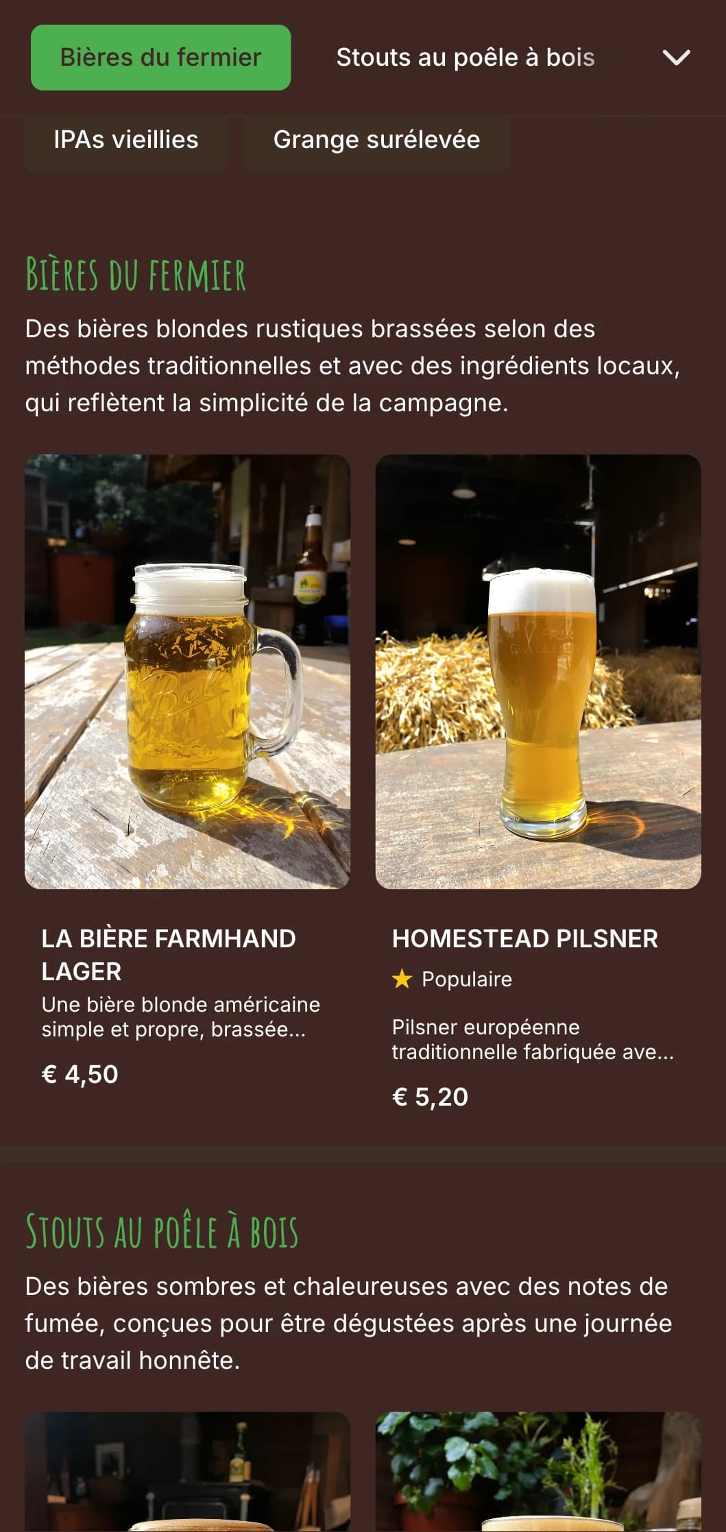 Un design intemporel et chaleureux avec des textures de bois récupéré et des éléments de ferme vintage, idéal pour les brasseries de campagne.