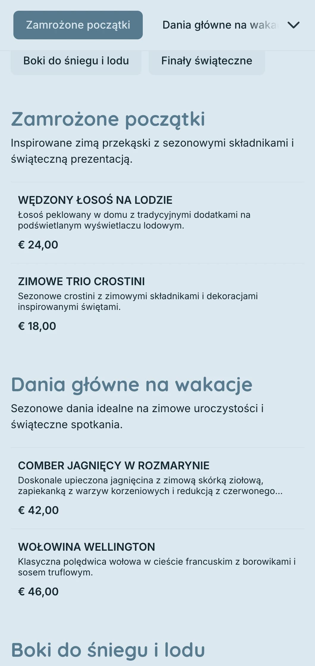 Magiczny zimowy catering z sezonowymi składnikami, efektowną prezentacją i przytulnymi elementami na świąteczne przyjęcia i zimowe imprezy.