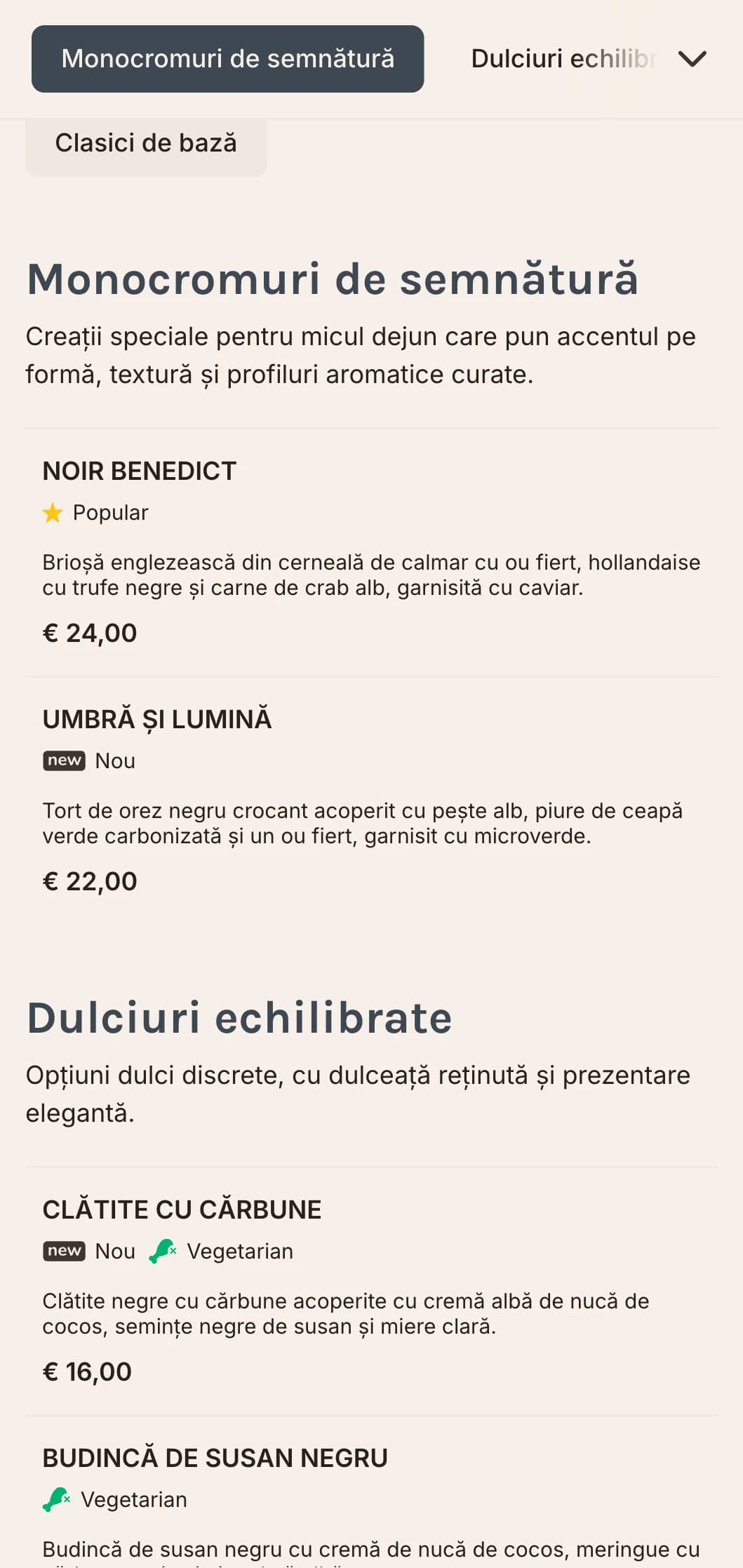 Opțiuni de mic dejun elegante, cu stil, prezentate într-o paletă monocromatică izbitoare pentru cei care se preocupă de design.