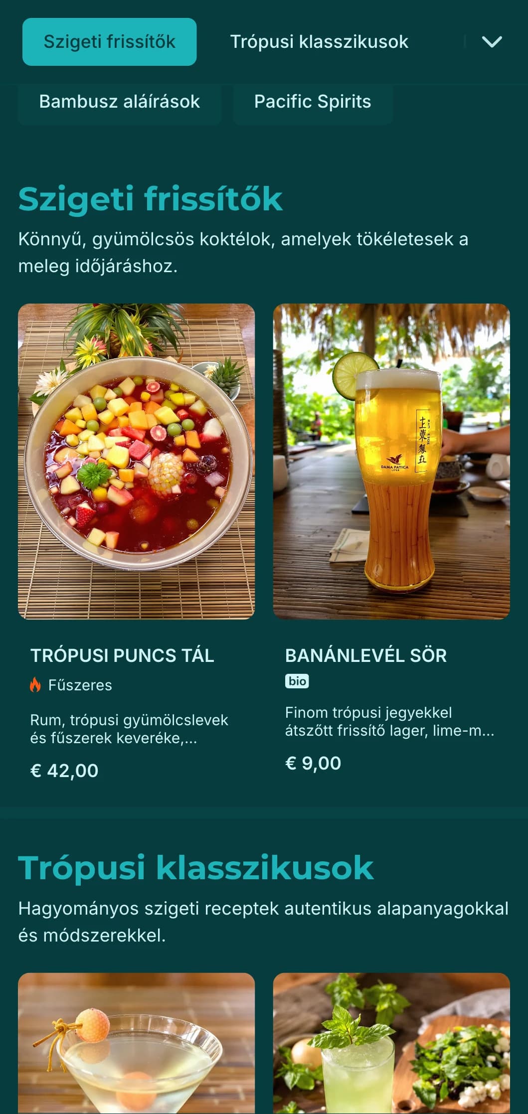 Friss zöld design bambusz textúrákkal egzotikus ázsiai-csendes-óceáni témájú bárokhoz.