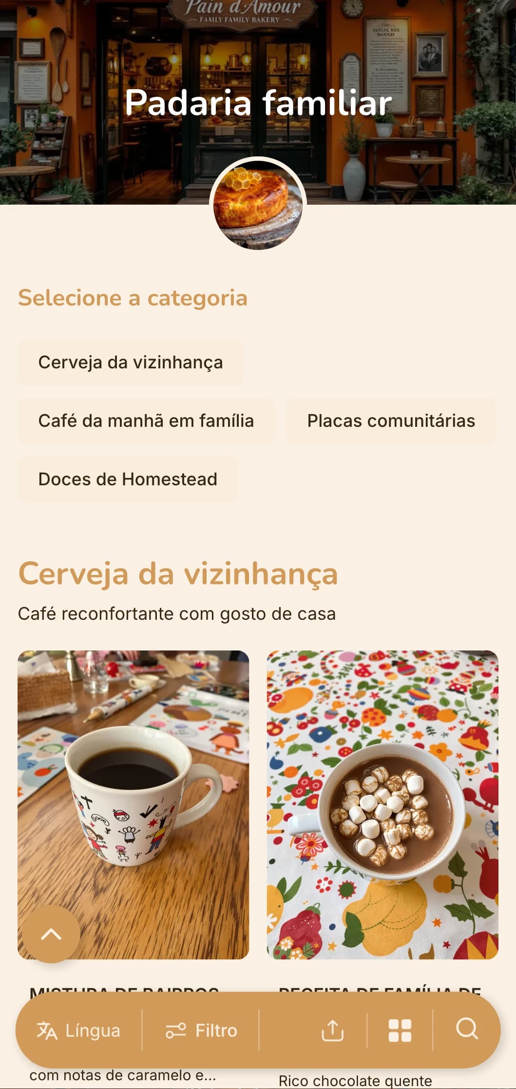 Design laranja quente com elementos caseiros para padarias familiares e cafeterias de bairro.