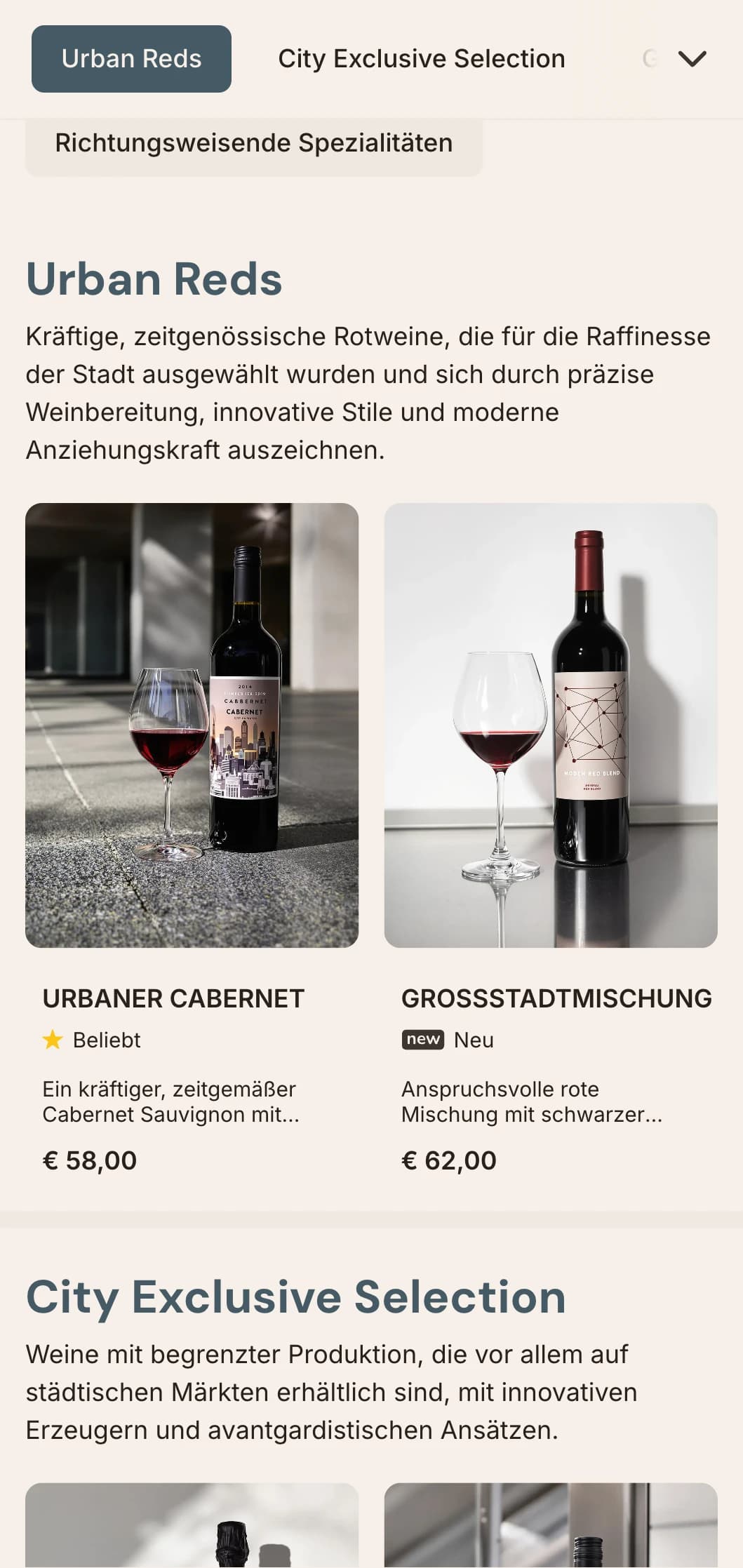 Elegante, von der Stadt inspirierte Weinkartenvorlage mit architektonischen Elementen und modernem Design, ideal für Weinbars und moderne Restaurants in der Stadt.