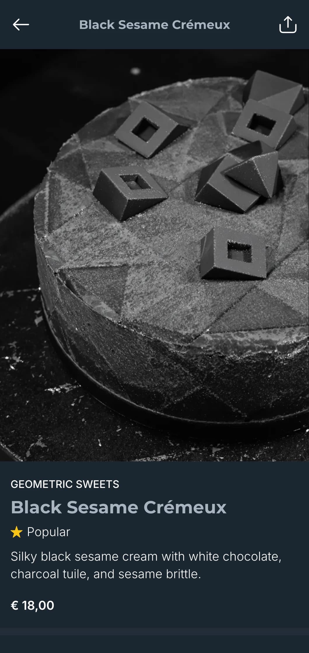 A sophisticated slate gray dinner menu with clean lines and minimal design, perfect for contemporary fine dining.