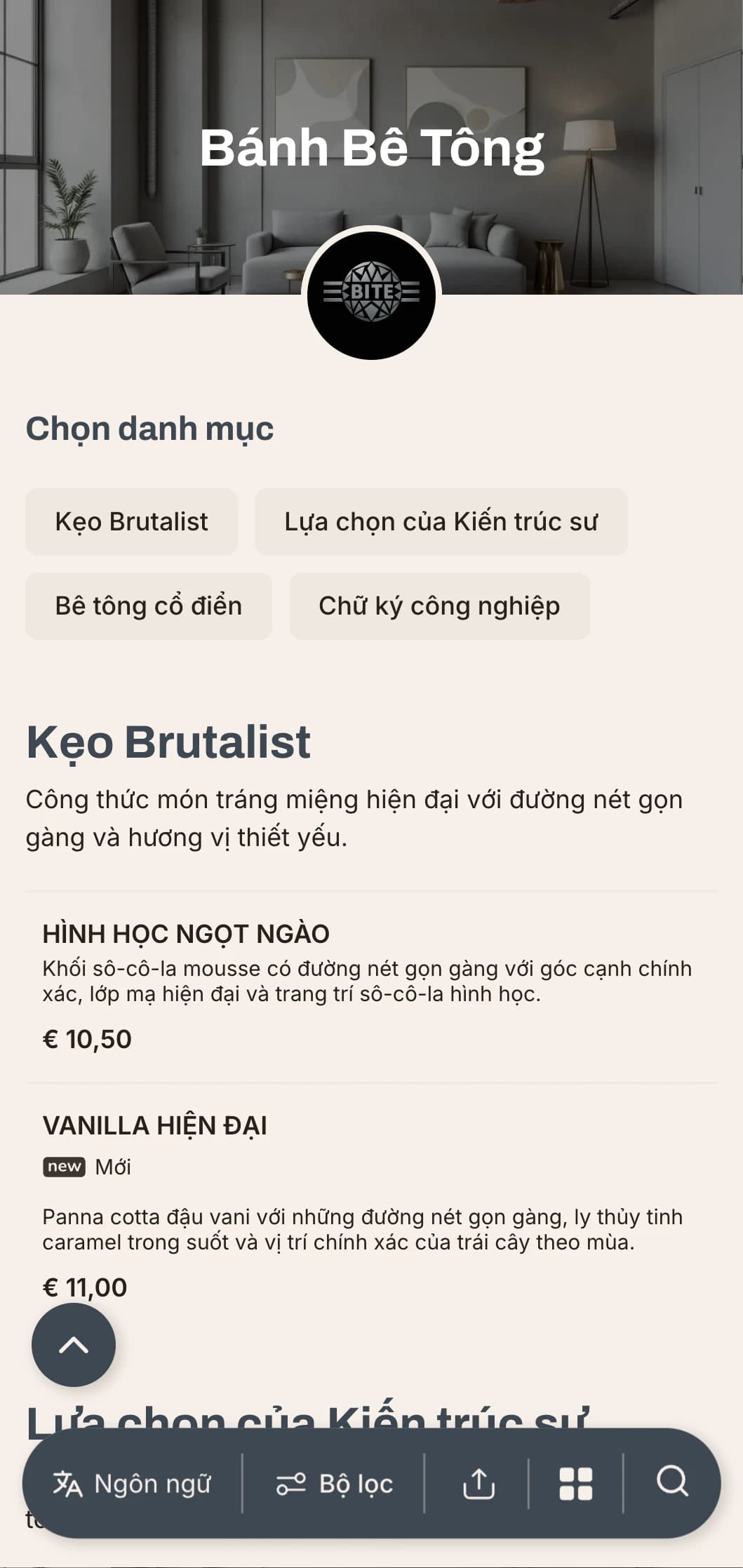 Khái niệm bánh mì kẹp thịt theo phong cách công nghiệp tối giản với kết cấu bê tông và lớp hoàn thiện bằng kim loại bóng bẩy dành cho cư dân thành thị hiện đại.