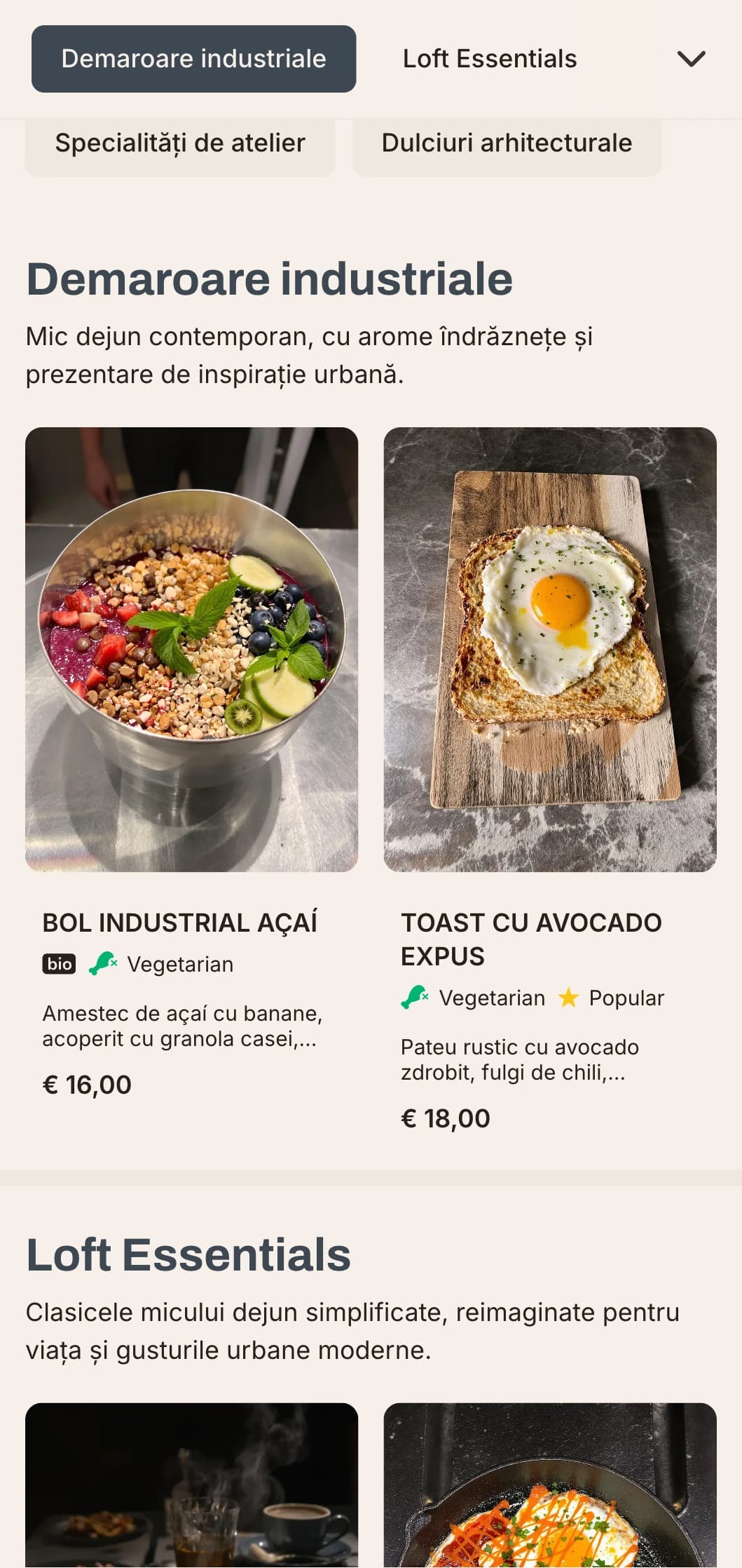 Opțiuni de dimineață de inspirație industrială cu ingrediente neașteptate și preparate contemporane pentru aventurierii urbani.