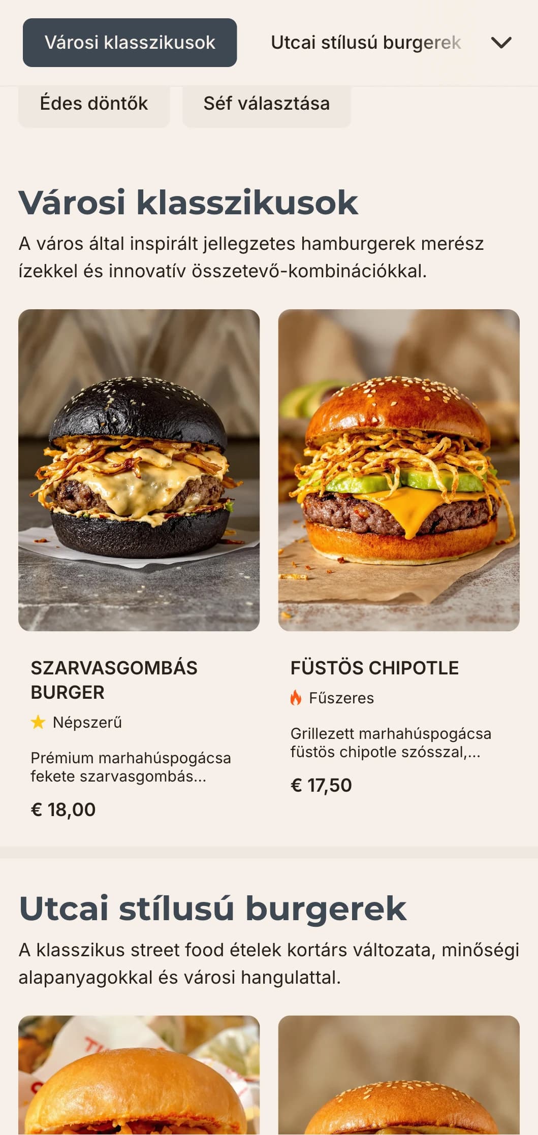 Elegáns kortárs burgerbár design minimalista tipográfiával és ipari ihletésű elemekkel a városi ételek rajongóinak.