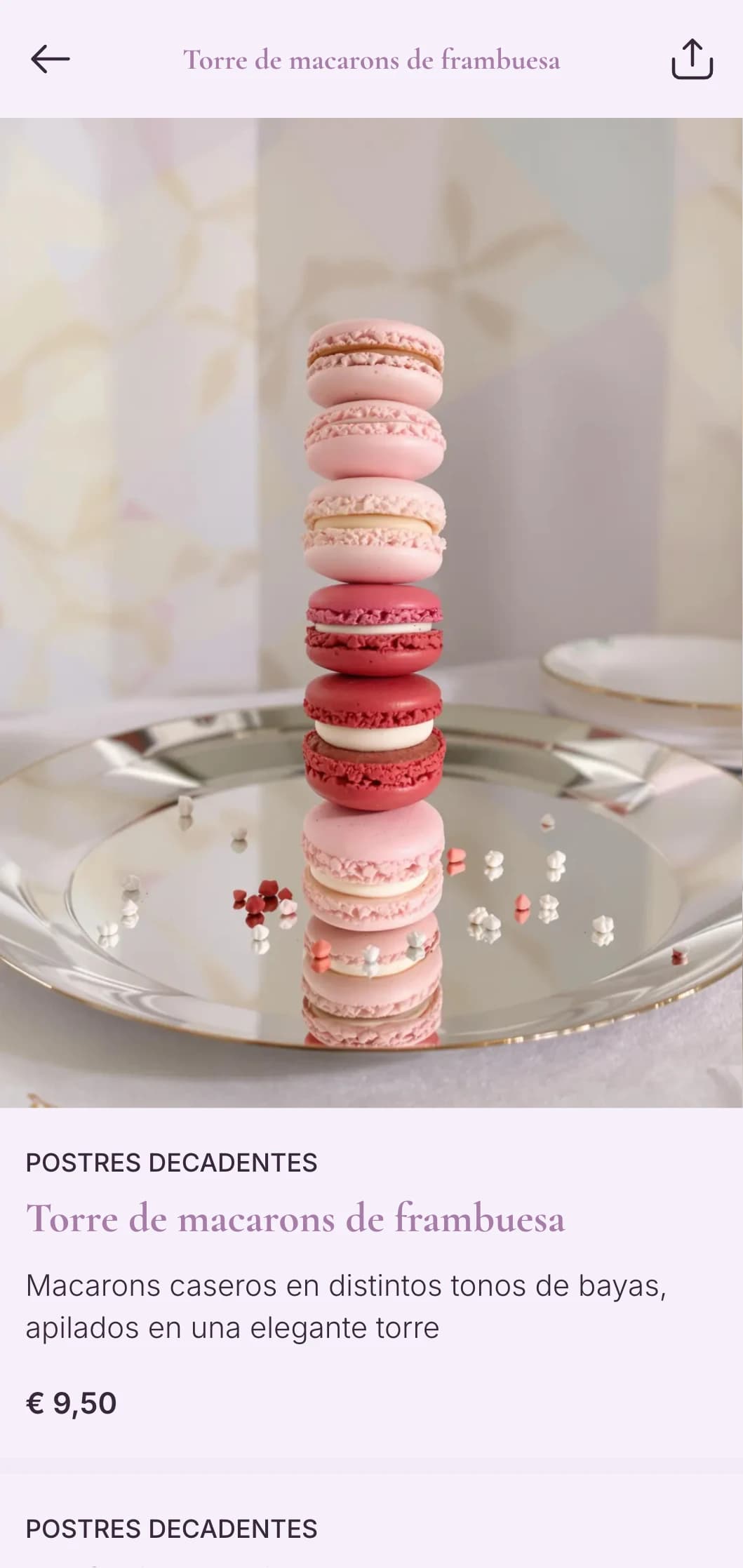 Sofisticado diseño morado con elegante tipografía para pastelerías y cafeterías de postres de lujo.