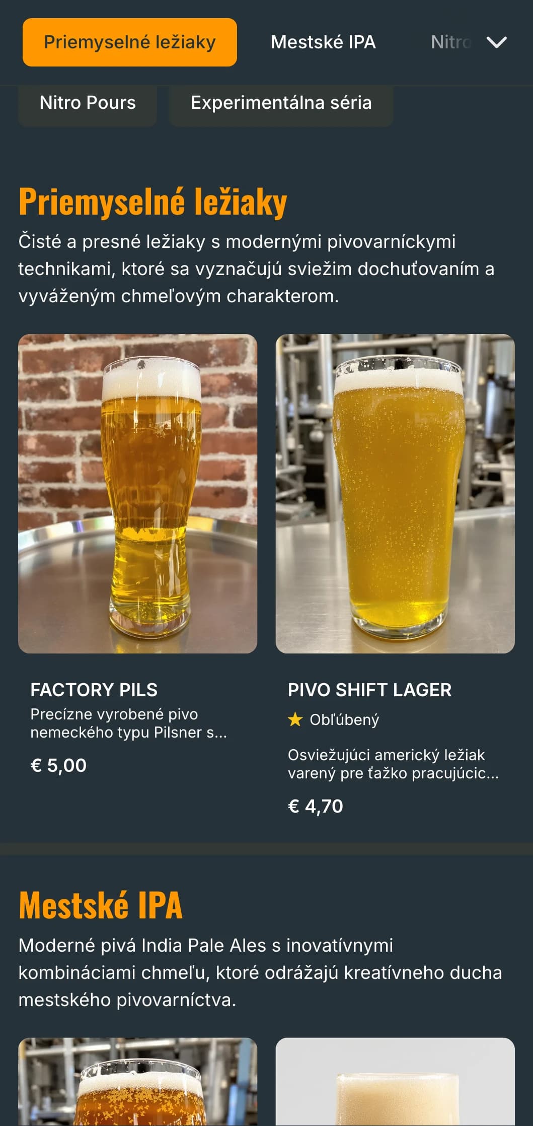 Industriálne inšpirovaná šablóna s kovovými akcentmi a mestskou estetikou, ideálna pre mestské pivárne a moderné výčapné miestnosti.