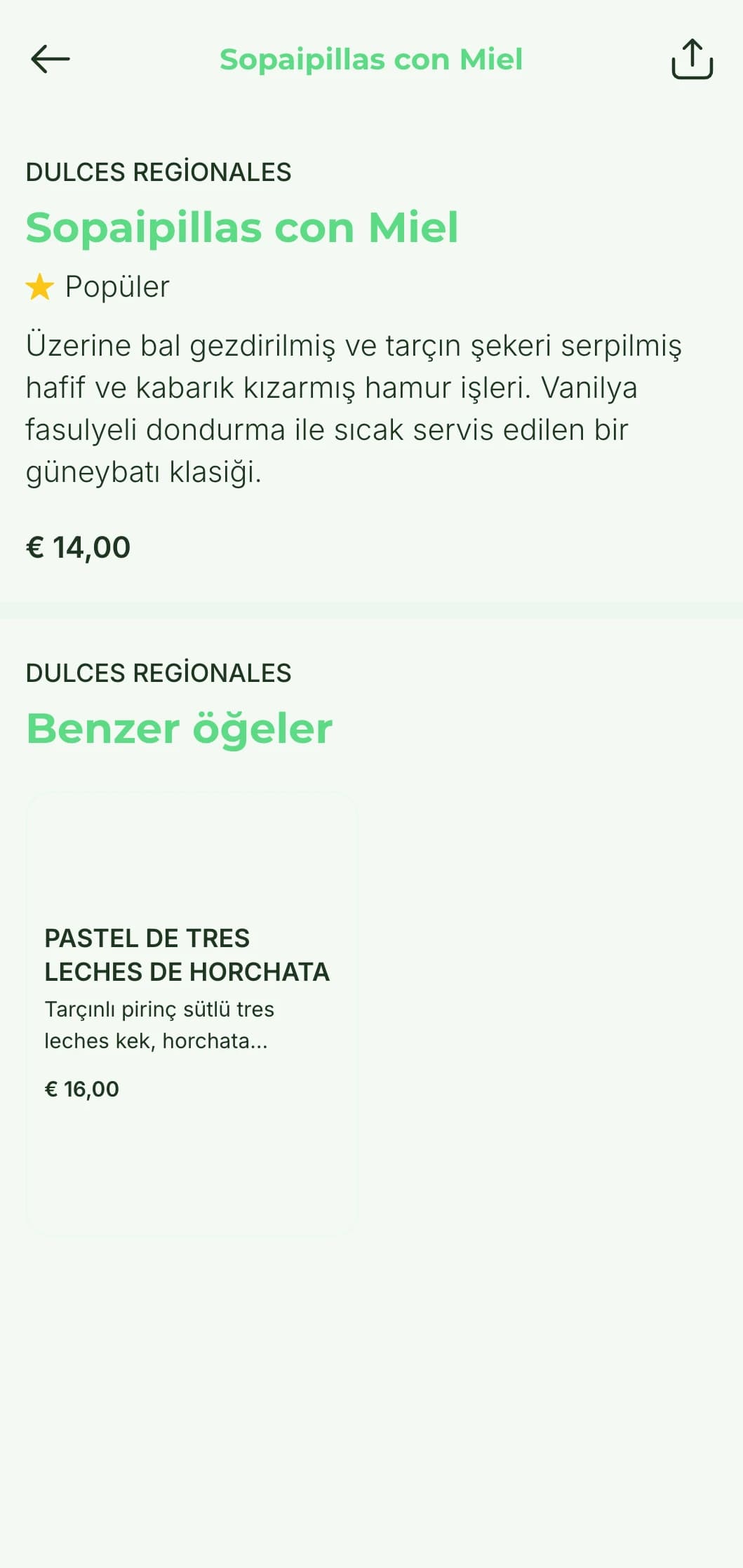 Çölden ilham alan tasarım, kaktüs yeşili vurgular ve sınır mutfağı spesiyaliteleri içeren aydınlık ve havadar Güneybatı Meksika menüsü.