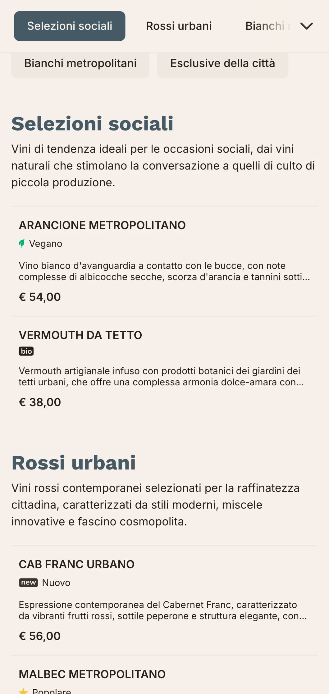 Modello di carta dei vini elegante e di ispirazione urbana con elementi architettonici ed estetica contemporanea, ideale per enoteche cittadine e ristoranti moderni.