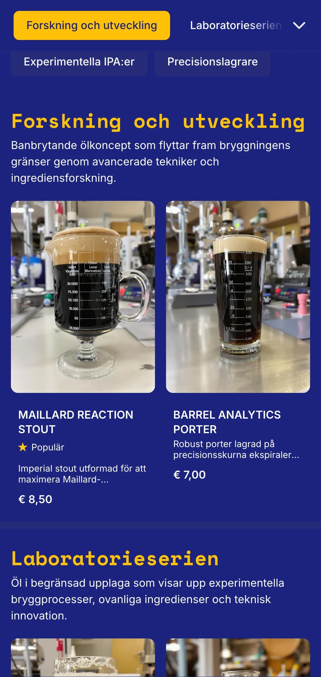Modern vetenskaplig estetik för experimentella bryggerier och öllaboratorier, med precisionsgrafik och tekniska detaljer.