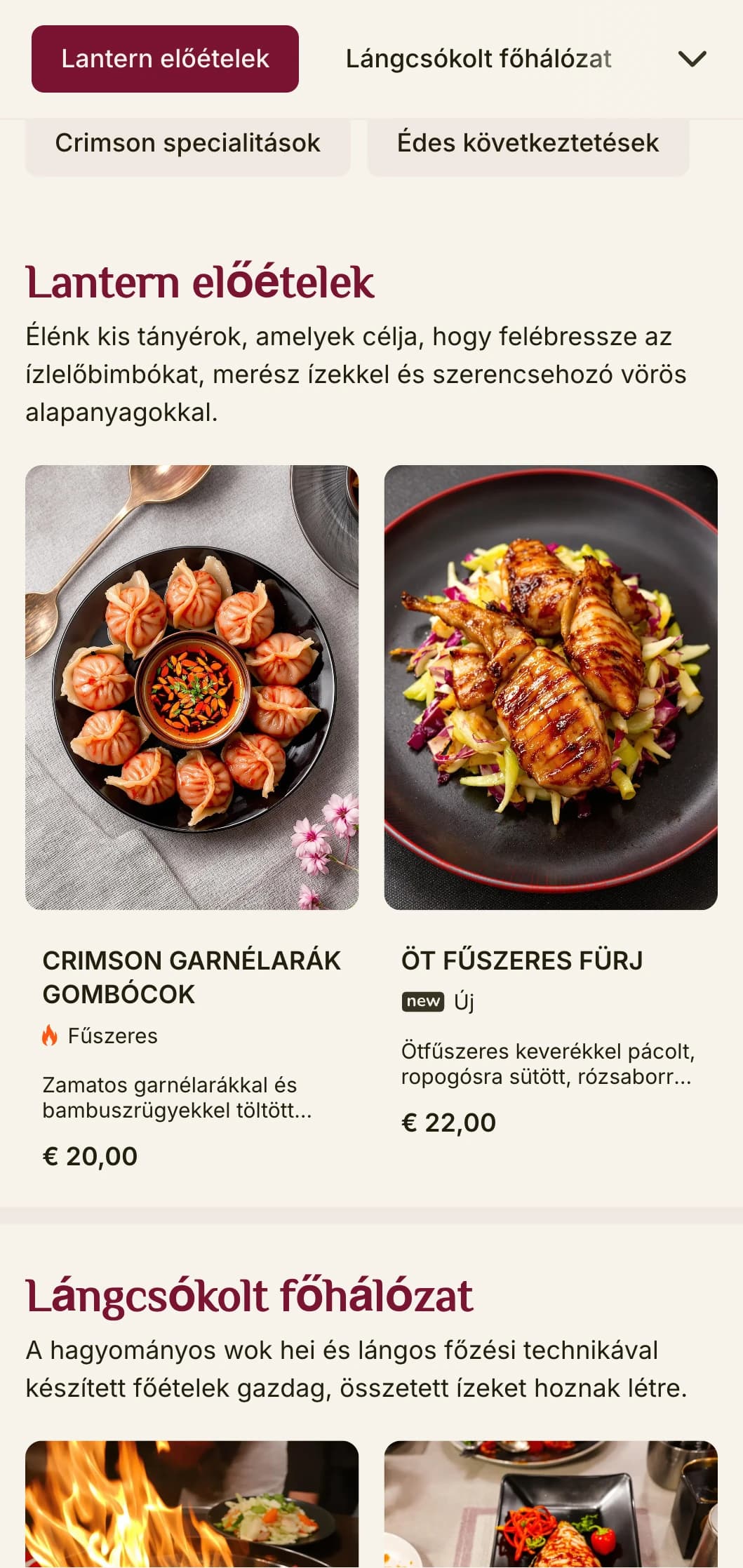Merész és drámai kínai menü design, a hagyományos lámpások által inspirált feltűnő piros elemekkel, ideális az autentikus kínai étkezési élményekhez.