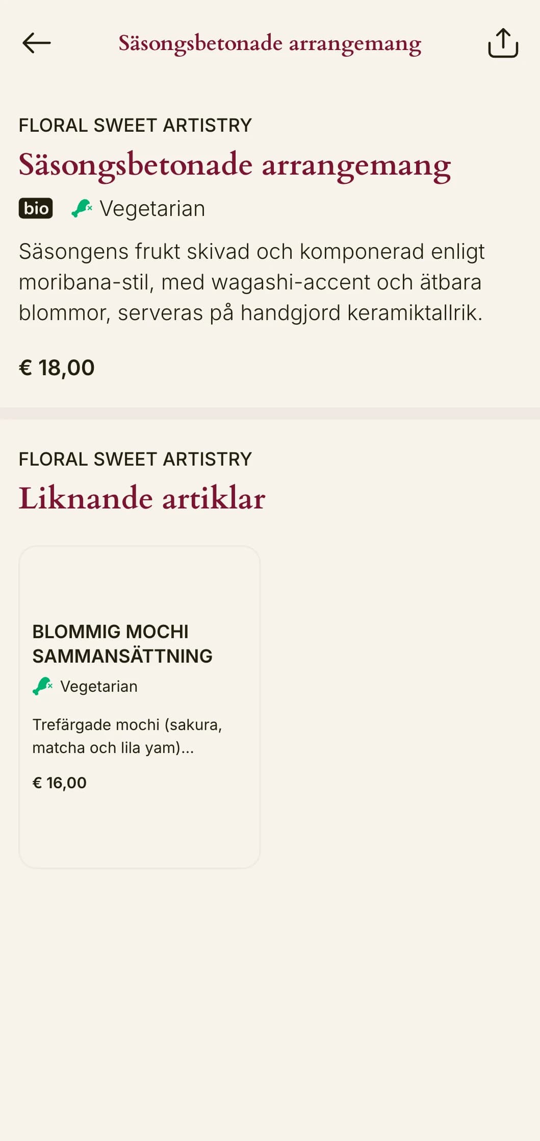Konstnärlig sushimeny inspirerad av japanska blomsterarrangemang, med eleganta kompositioner och raffinerad estetik.