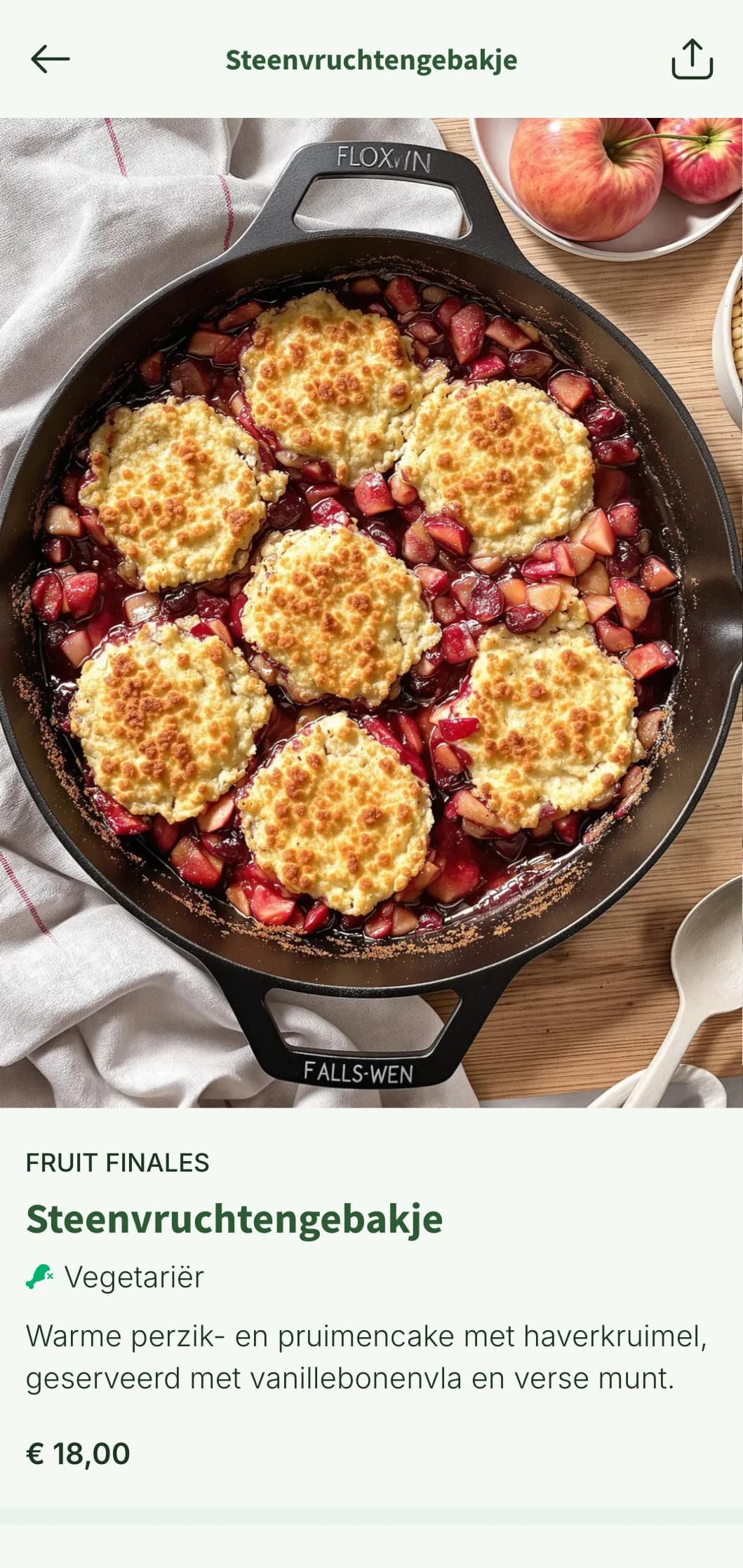 Boerderijverse ochtendselecties met fruit uit de boomgaard en ambachtelijke ingrediënten in een rustieke, uitnodigende presentatie.
