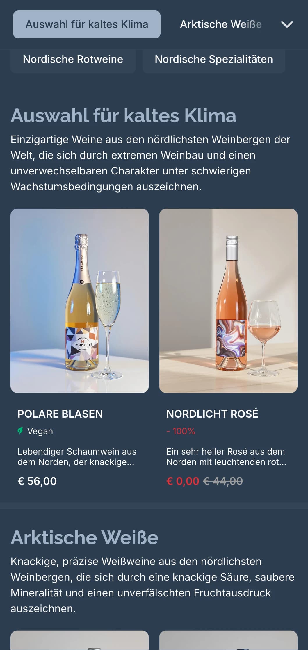 Skandinavisch inspirierte Weinkartenvorlage mit kühlen Blautönen und minimalistischem Design, ideal für moderne nordische Restaurants und internationale Weinbars.