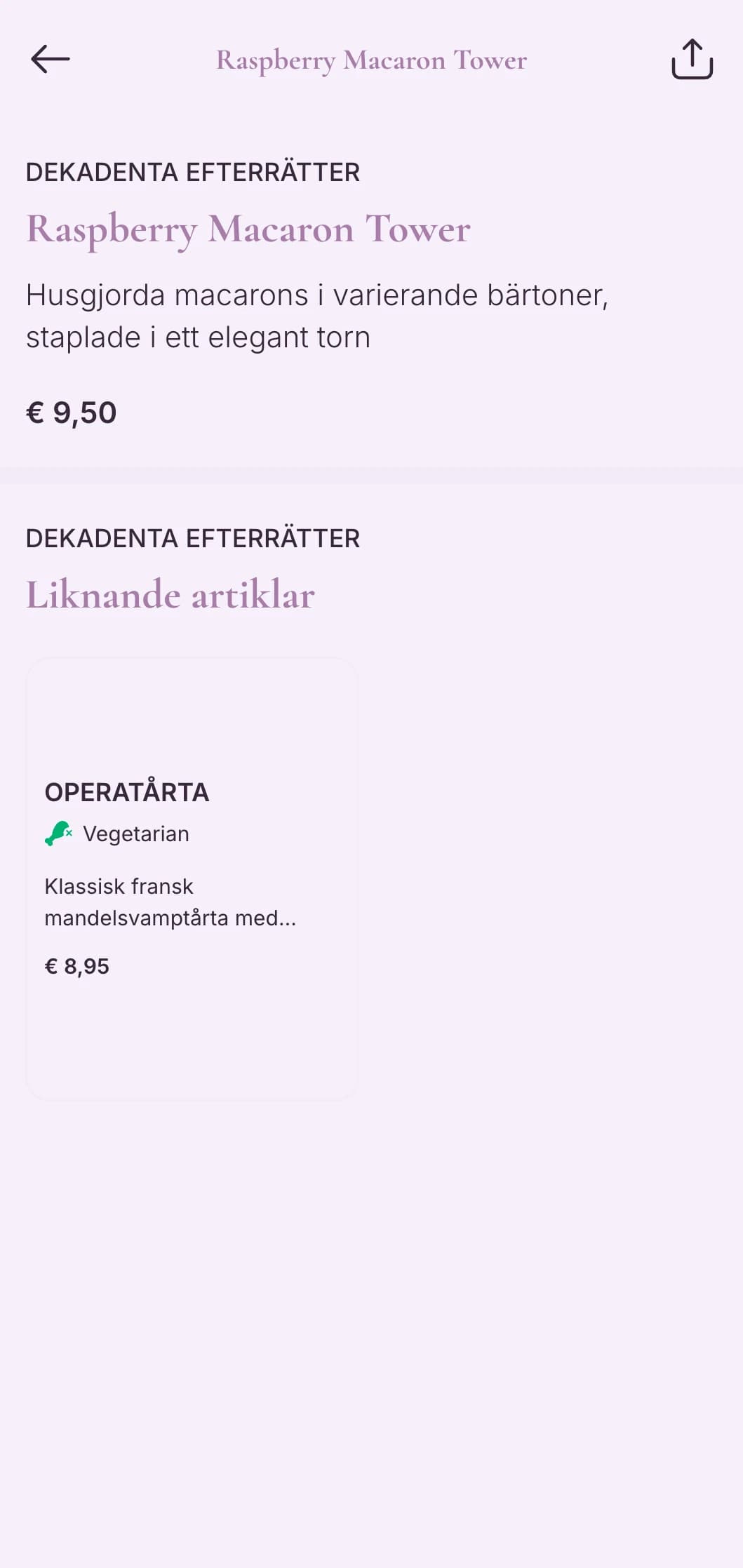 Sofistikerad lila design med elegant typografi för exklusiva konditorier och dessertkaféer.
