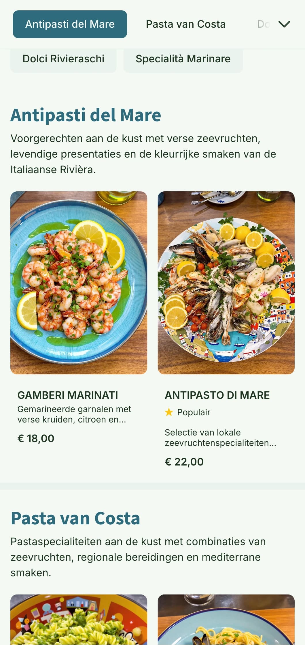 Levendig design geïnspireerd door de kleurrijke vissersdorpjes van Cinque Terre en de Italiaanse kustkeuken.