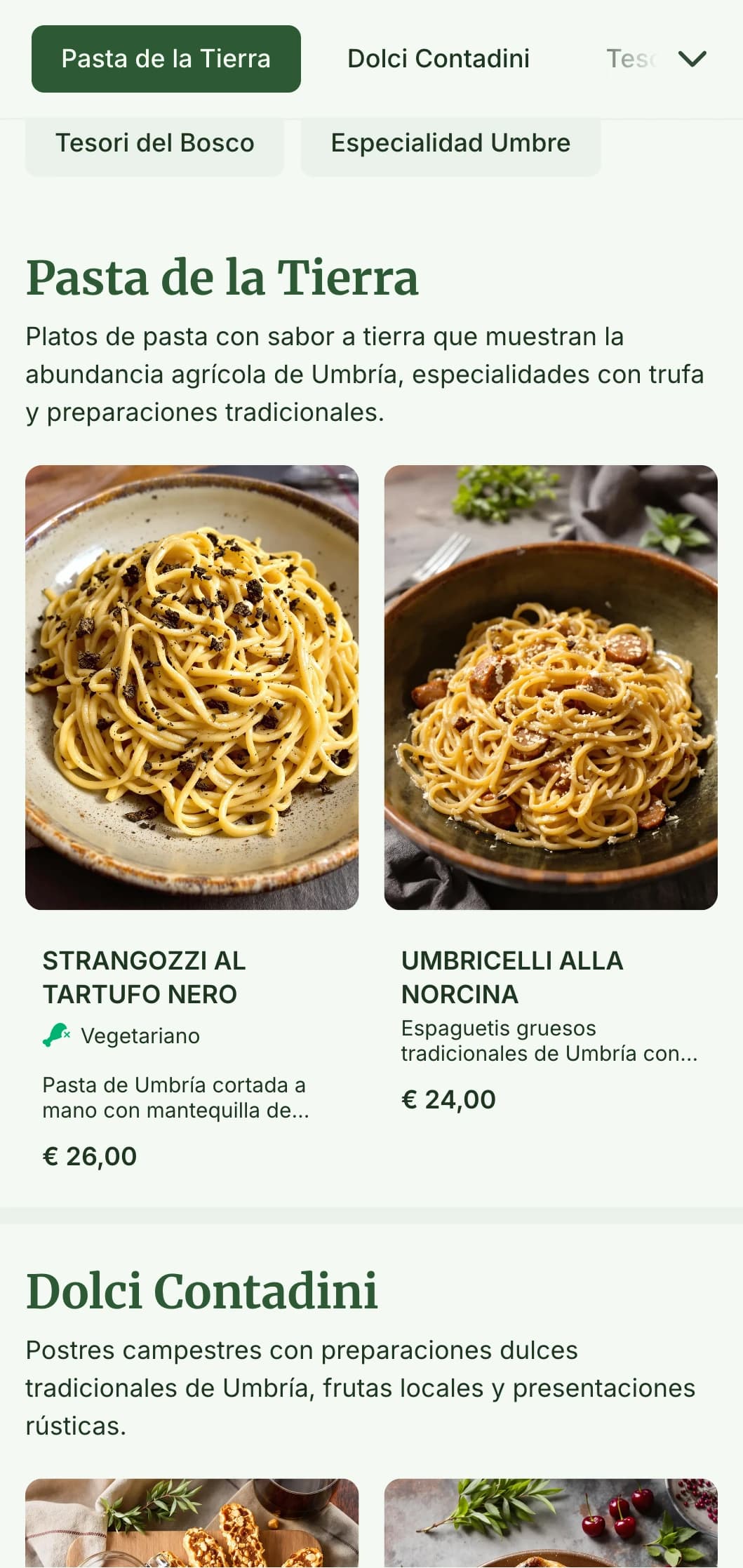 Diseño terrenal y cálido que celebra las tradiciones de caza de trufas de Umbría y la cocina de la granja a la mesa.