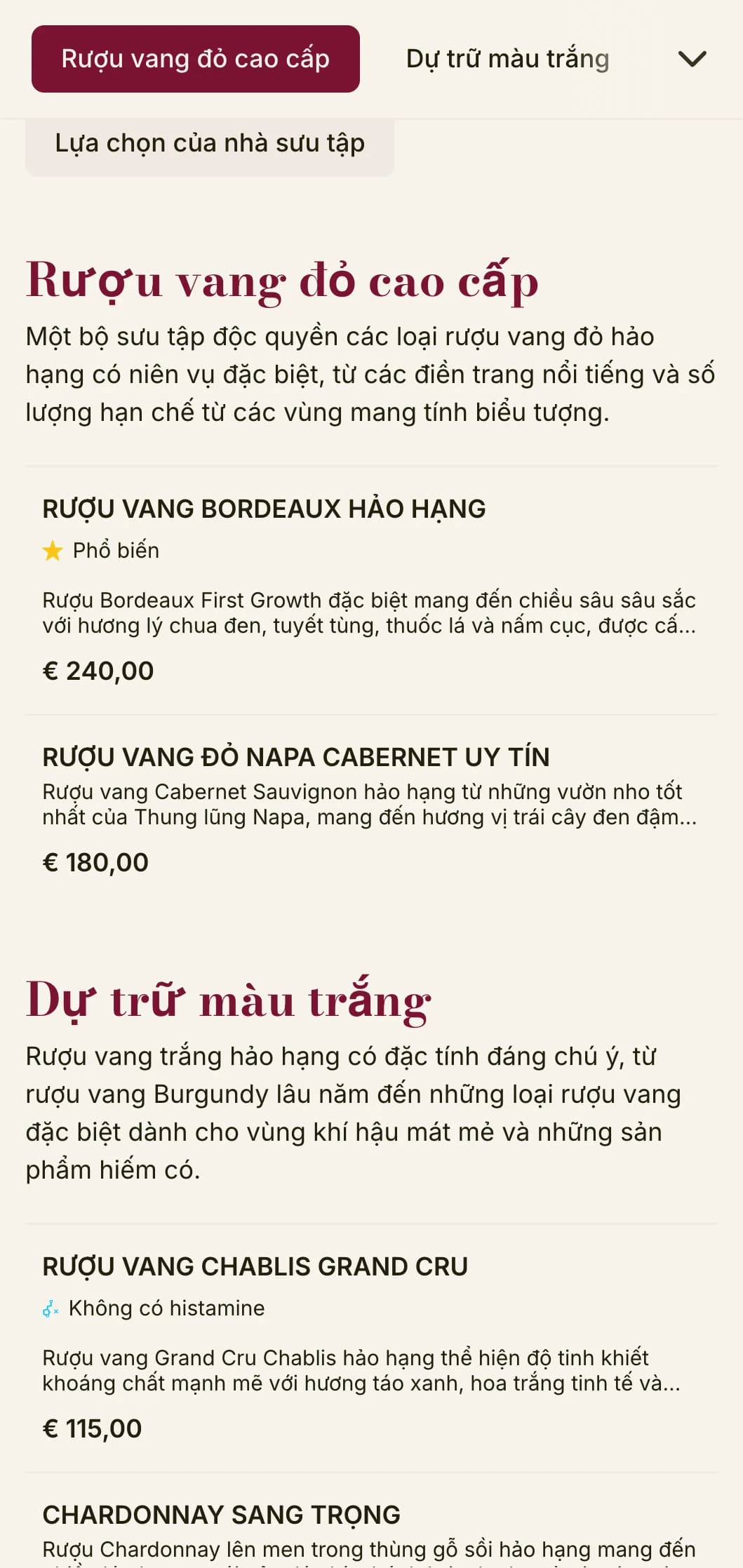 Mẫu danh sách rượu vang sang trọng ấn tượng với tông màu đỏ tía đậm và kiểu chữ tinh tế, lý tưởng cho các nhà hàng bít tết cao cấp và hầm rượu.
