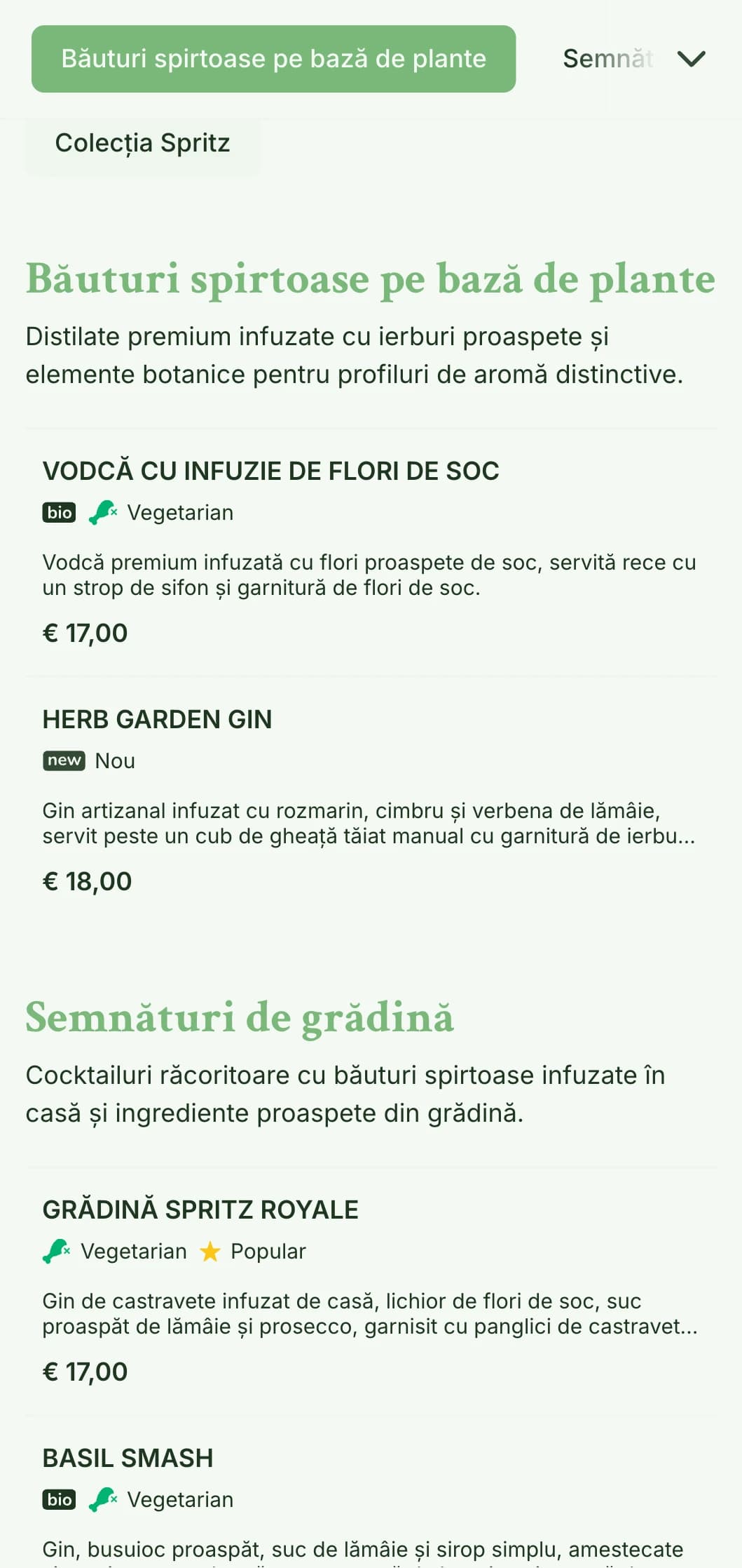 Un design proaspăt, inspirat din grădină, pentru baruri specializate în spritzeri și cocktailuri botanice proaspete, cu tipografie ușoară și aerisită.