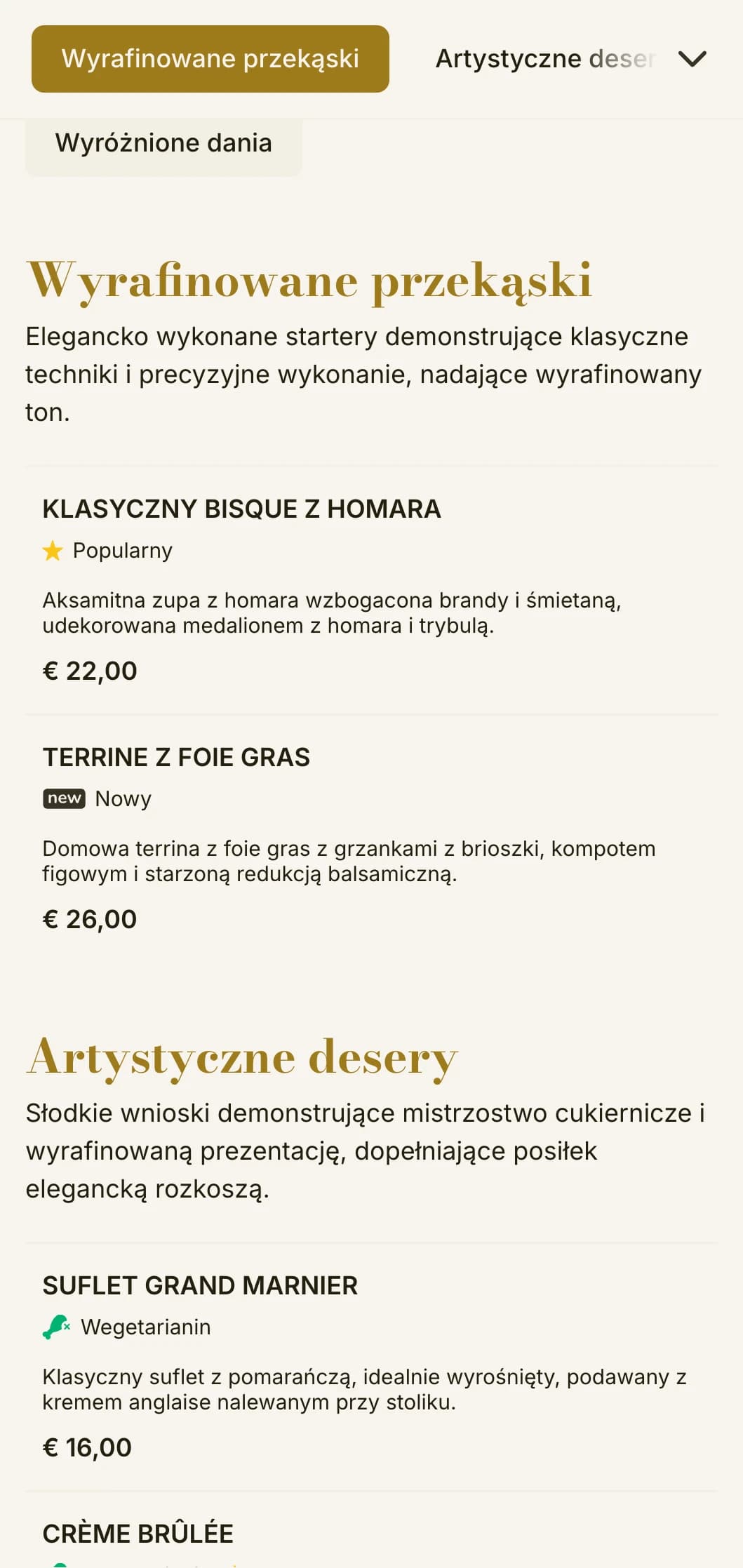 Wyrafinowany, wyrafinowany projekt menu lunchowego z delikatną typografią i klasycznymi proporcjami, odpowiedni dla ekskluzywnych restauracji i lokali gastronomicznych oferujących usługi lunchowe.