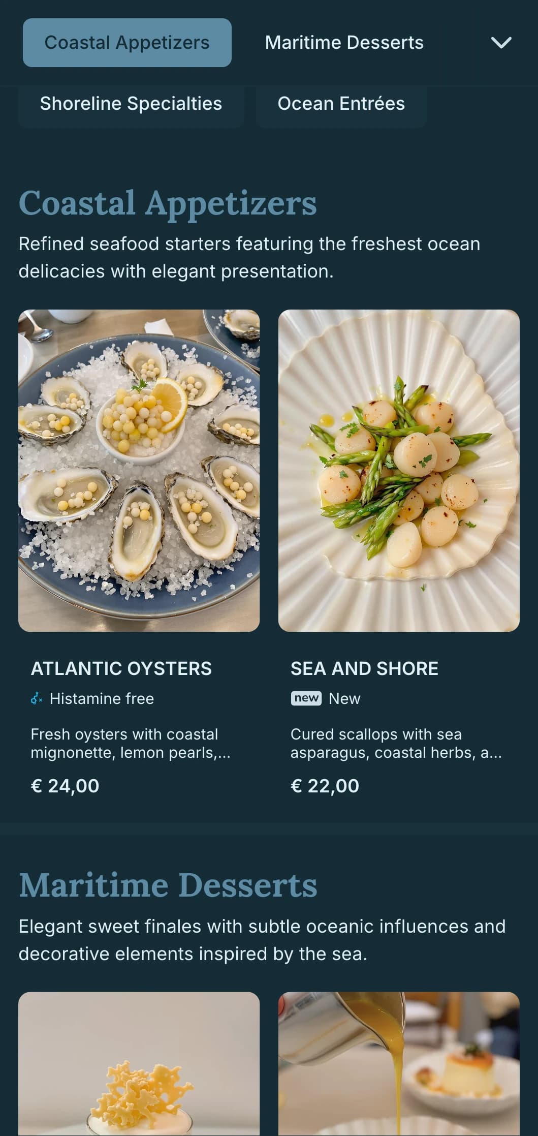 Sophisticated coastal elegance combining nautical influences with refined dining aesthetics.