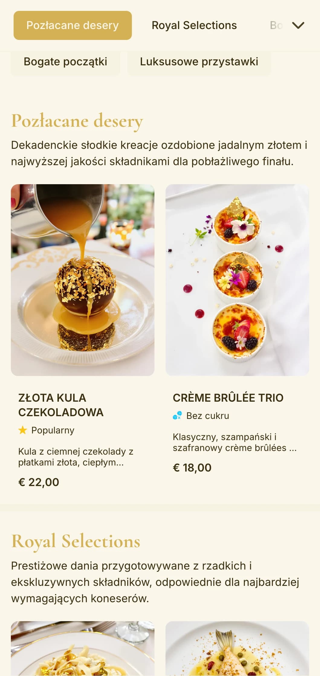 Bogaty, złoty design emanujący luksusem i ekskluzywnością, idealny do ekskluzywnych lokali i restauracji na specjalne okazje.