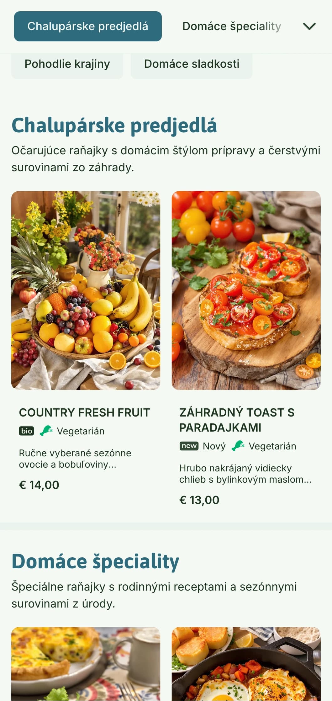 Ranné jedlo v domácom štýle s čerstvými vidieckymi surovinami a očarujúcou prezentáciou pre príjemný zážitok z raňajok.