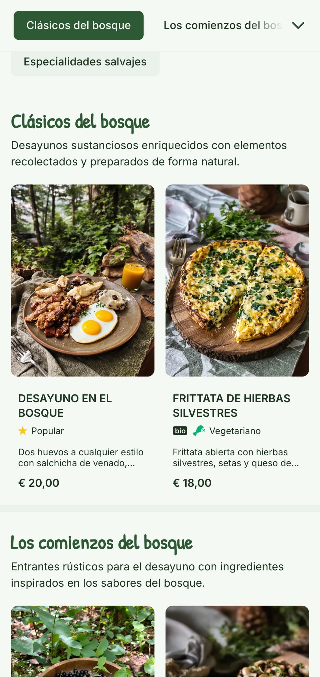 Desayunos rústicos con elementos de forraje y una presentación natural inspirada en la estética del bosque.