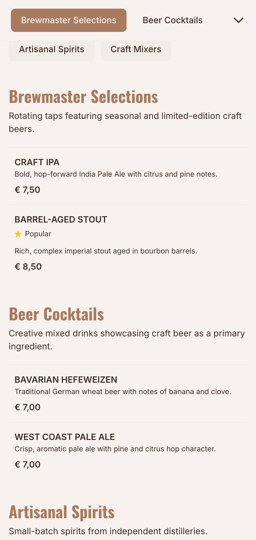 Warm orange design with industrial elements for craft beer taprooms.