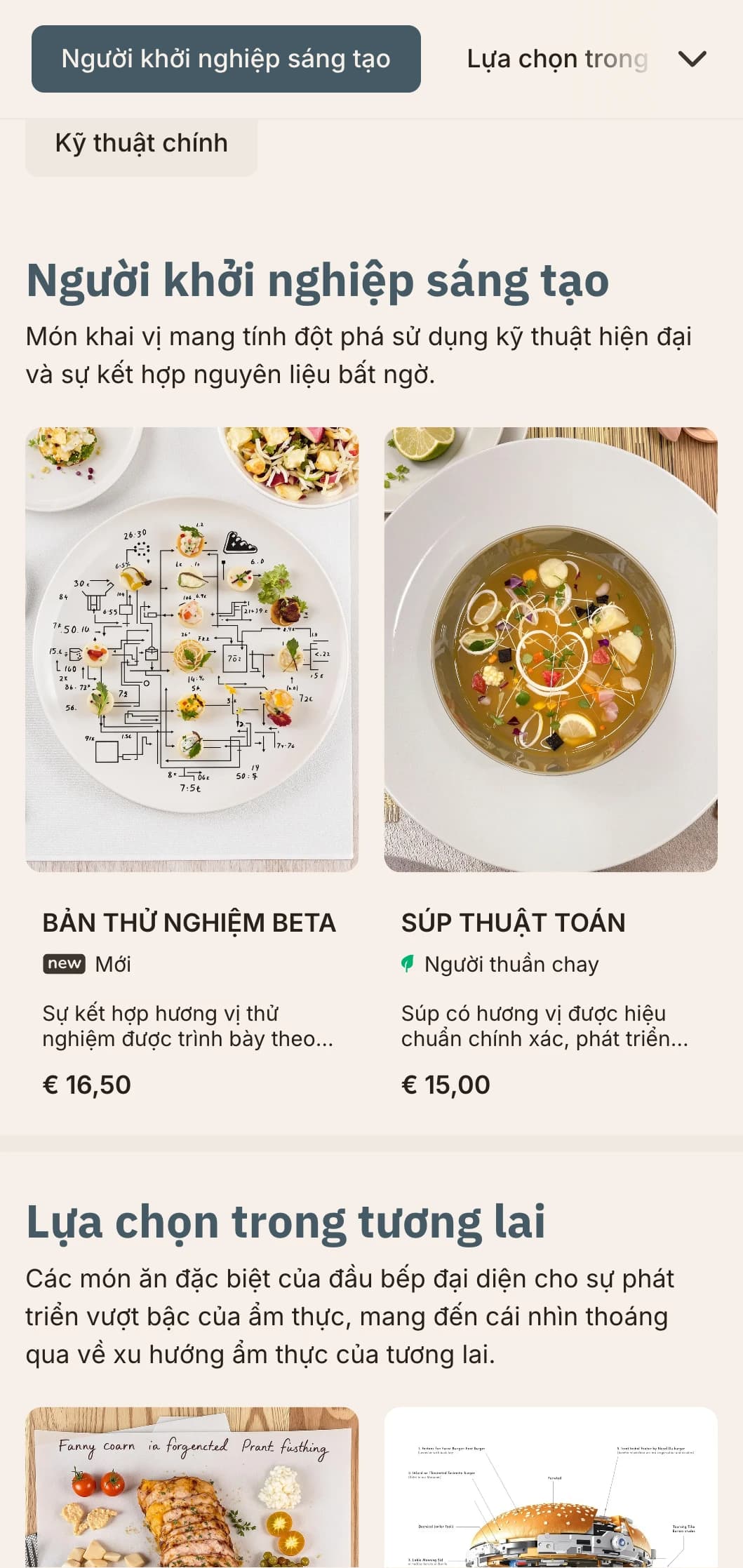 Thiết kế thực đơn bữa trưa sáng tạo lấy cảm hứng từ công nghệ với các yếu tố kỹ thuật số và tính thẩm mỹ tương lai, hoàn hảo cho các nhà hàng ở các khu công nghệ và trung tâm đổi mới sáng tạo.