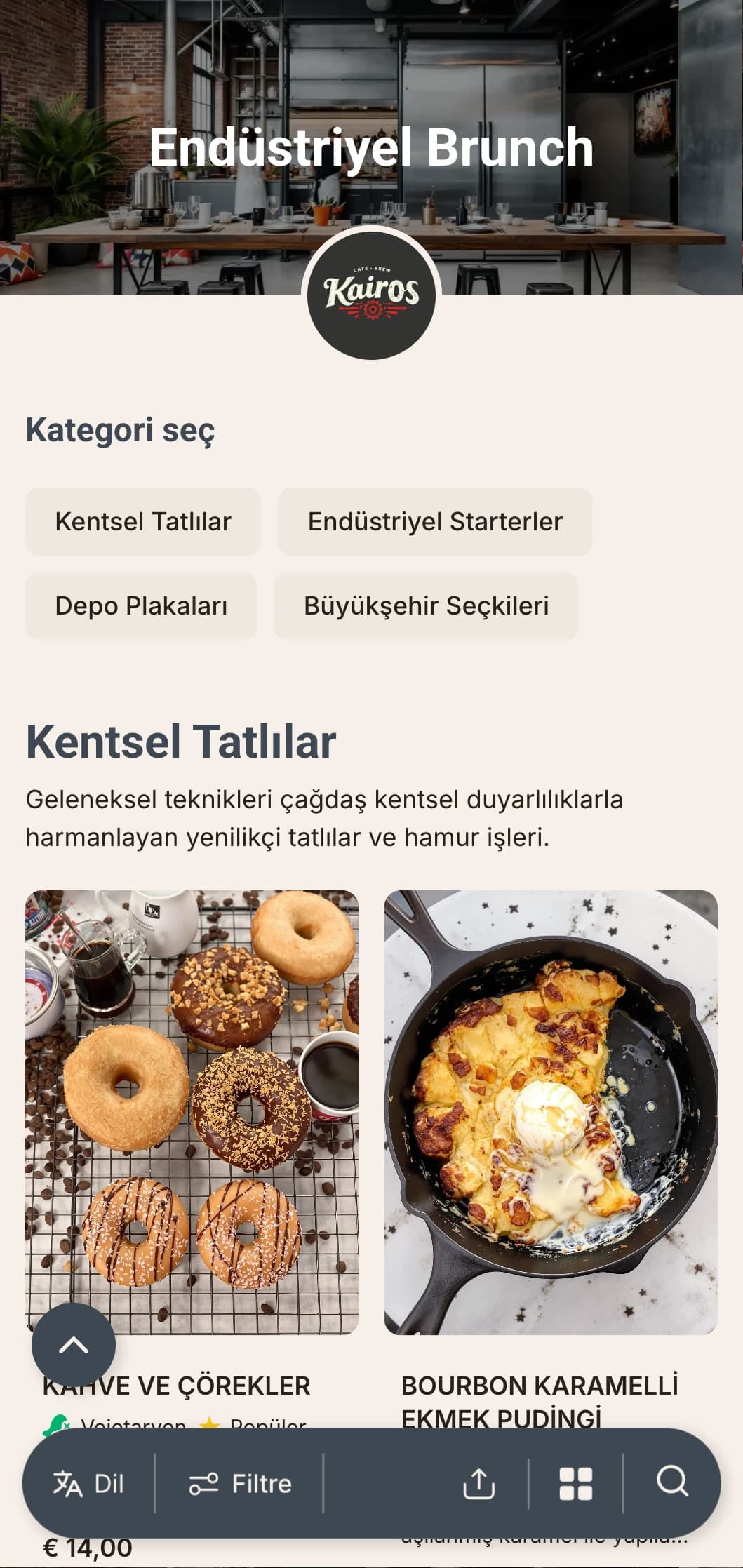 Depo kafeler ve dönüştürülmüş alanlar için uygun, endüstriyel tasarım öğeleri içeren ham, kentsel brunch şablonu.