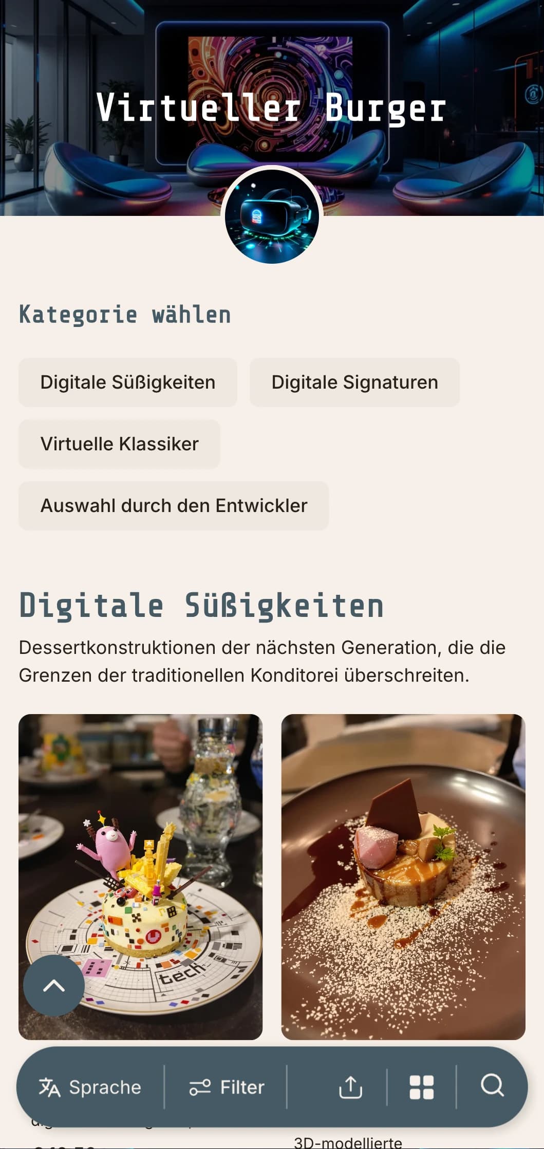 Ein von der digitalen Welt inspiriertes Burger-Konzept, das Technologie und virtuelle Erfahrungen feiert.