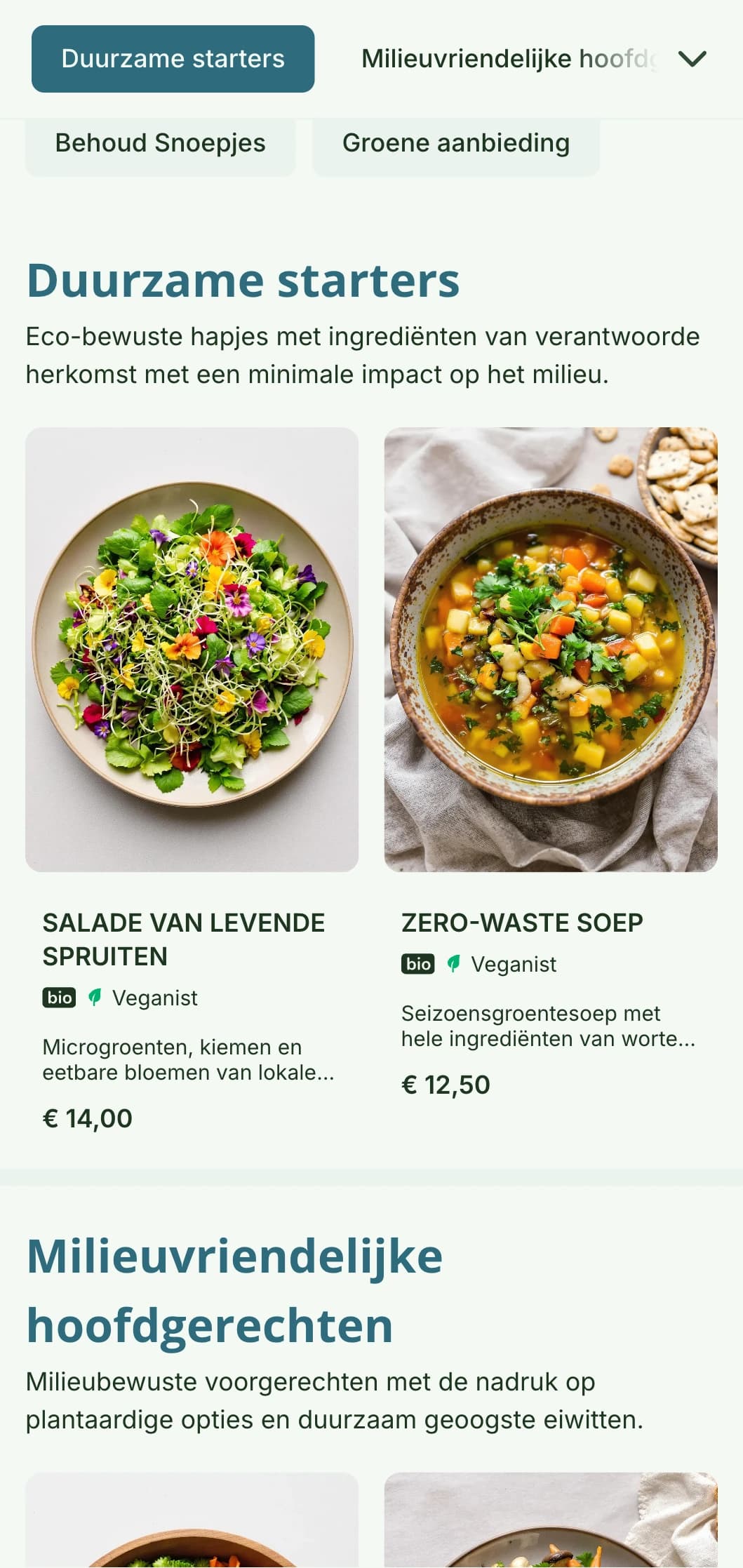Duurzaam, milieuvriendelijk lunchmenu-ontwerp met organische elementen en aardetinten, perfect voor farm-to-table restaurants en milieubewuste cafés.