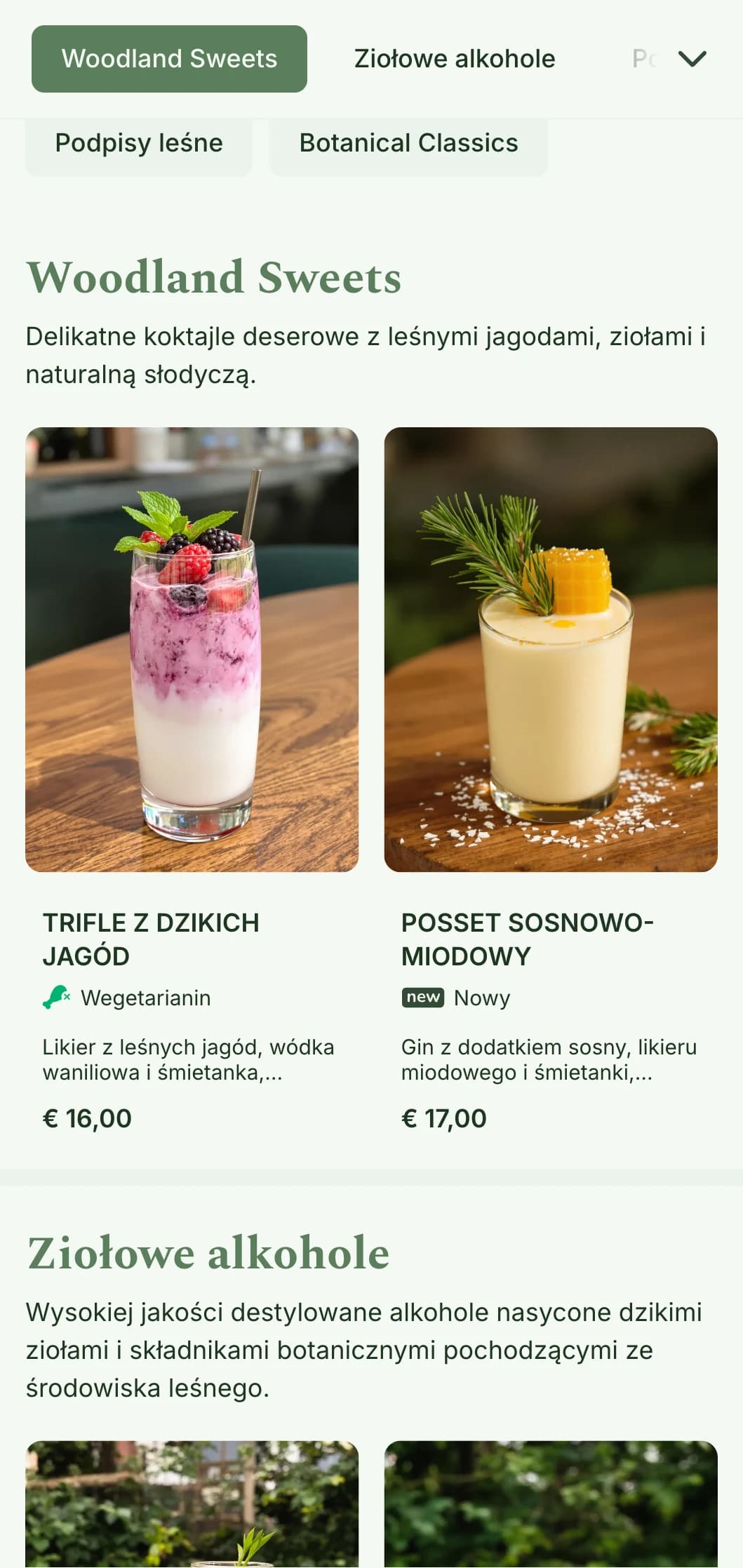 Inspirowany lasem design dla barów specjalizujących się w leśnych składnikach i koktajlach na bazie ziół.