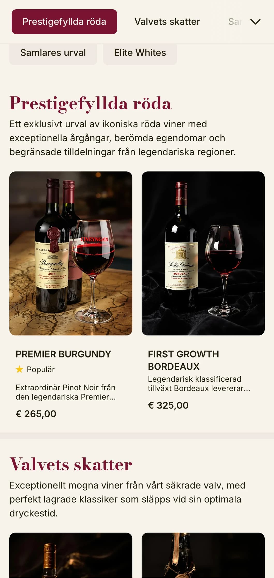 Dramatiskt lyxig mall för vinlista med djupröda accenter och sofistikerad typografi, perfekt för premiumvinkällare och exklusiva restauranger.