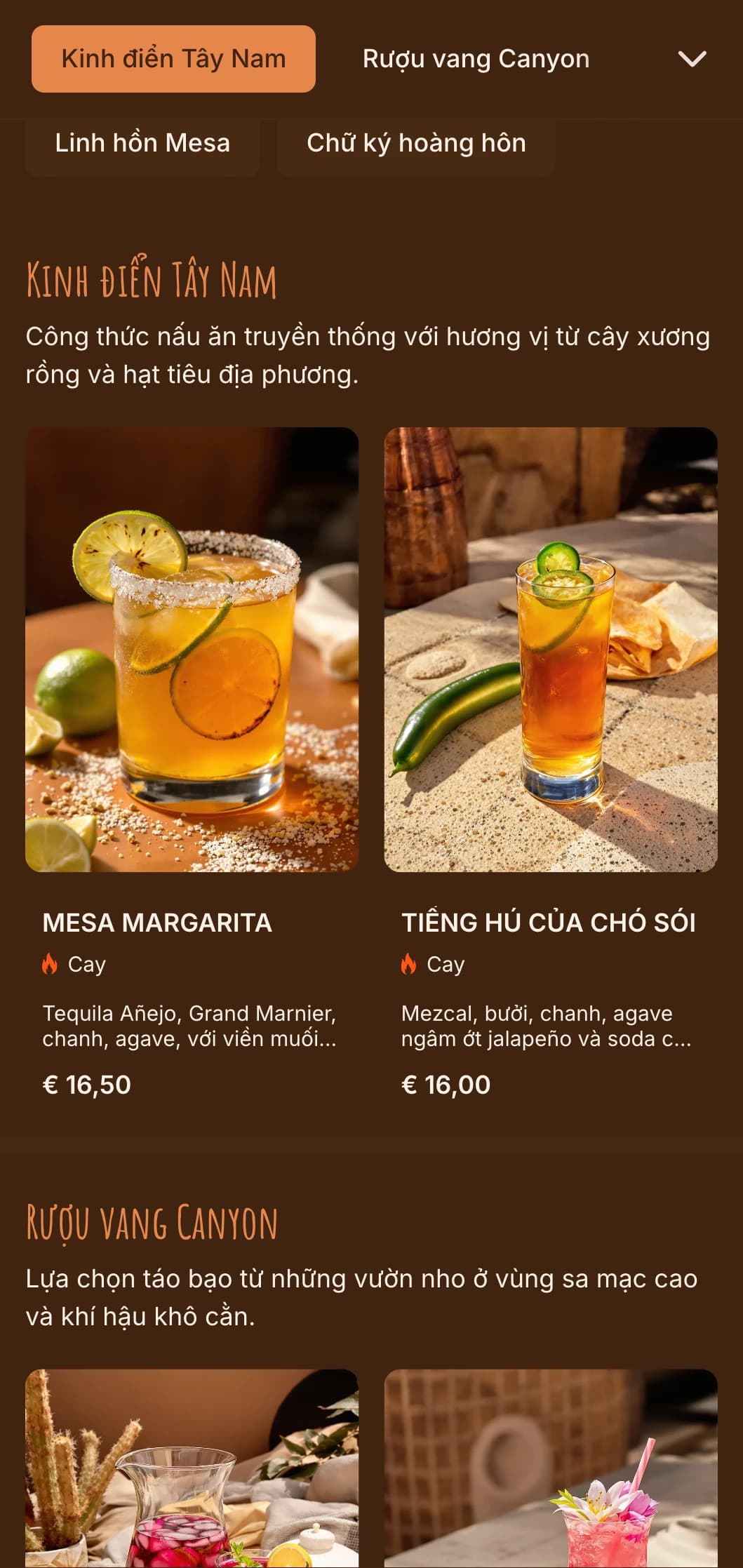 Thiết kế màu cam và vàng rực rỡ lấy cảm hứng từ cảnh hoàng hôn trên sa mạc dành cho các quán bar ở Tây Nam.