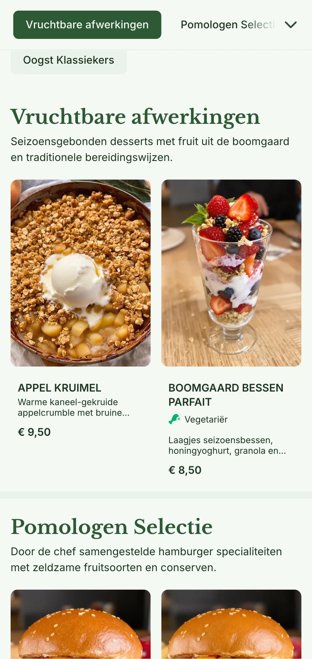 Op een fruitboomgaard geïnspireerd burgerrestaurant met seizoensproducten en ciderarrangementen.